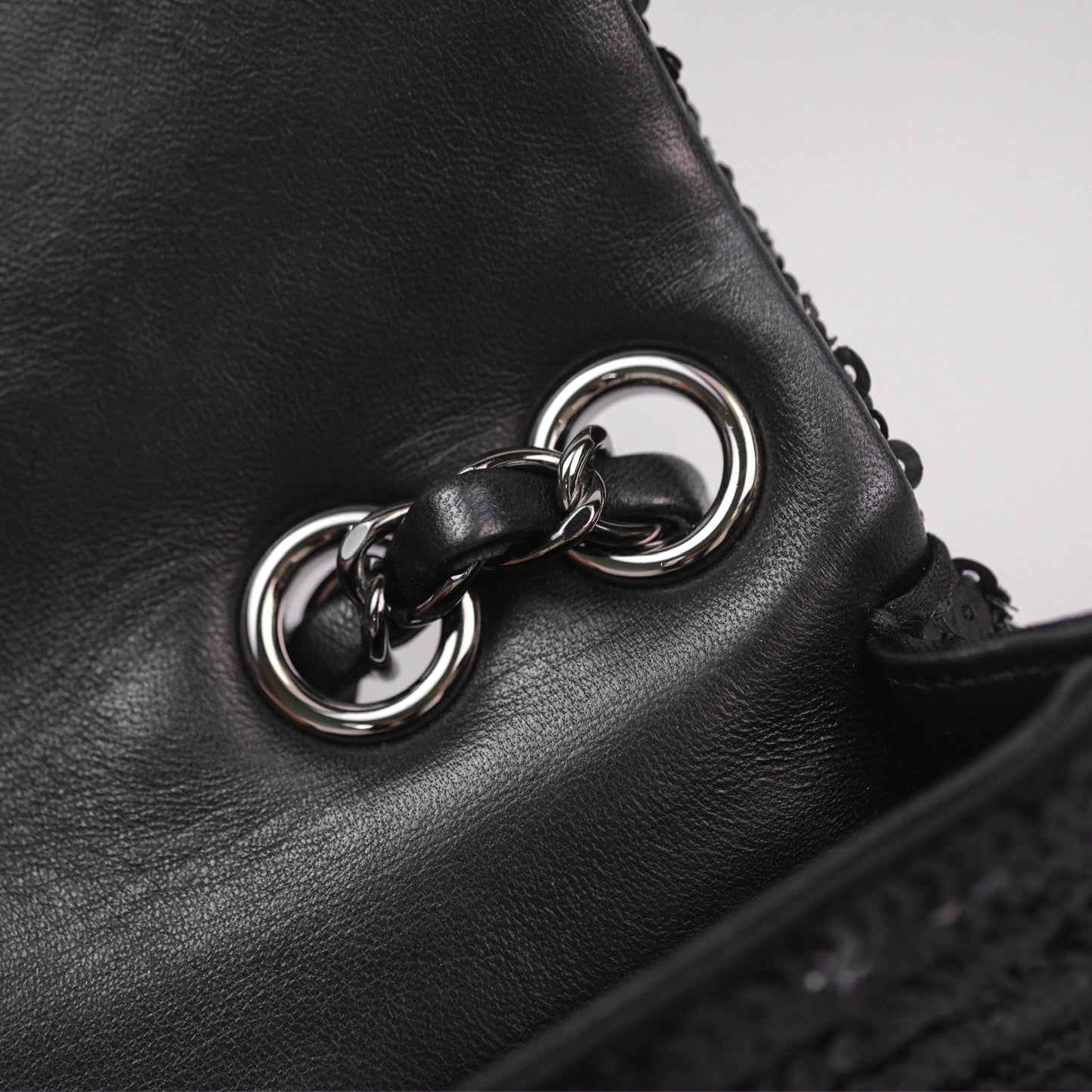 Chanel Mini Flap Bag Sequin Black/ Navy Gun Metal Hardware