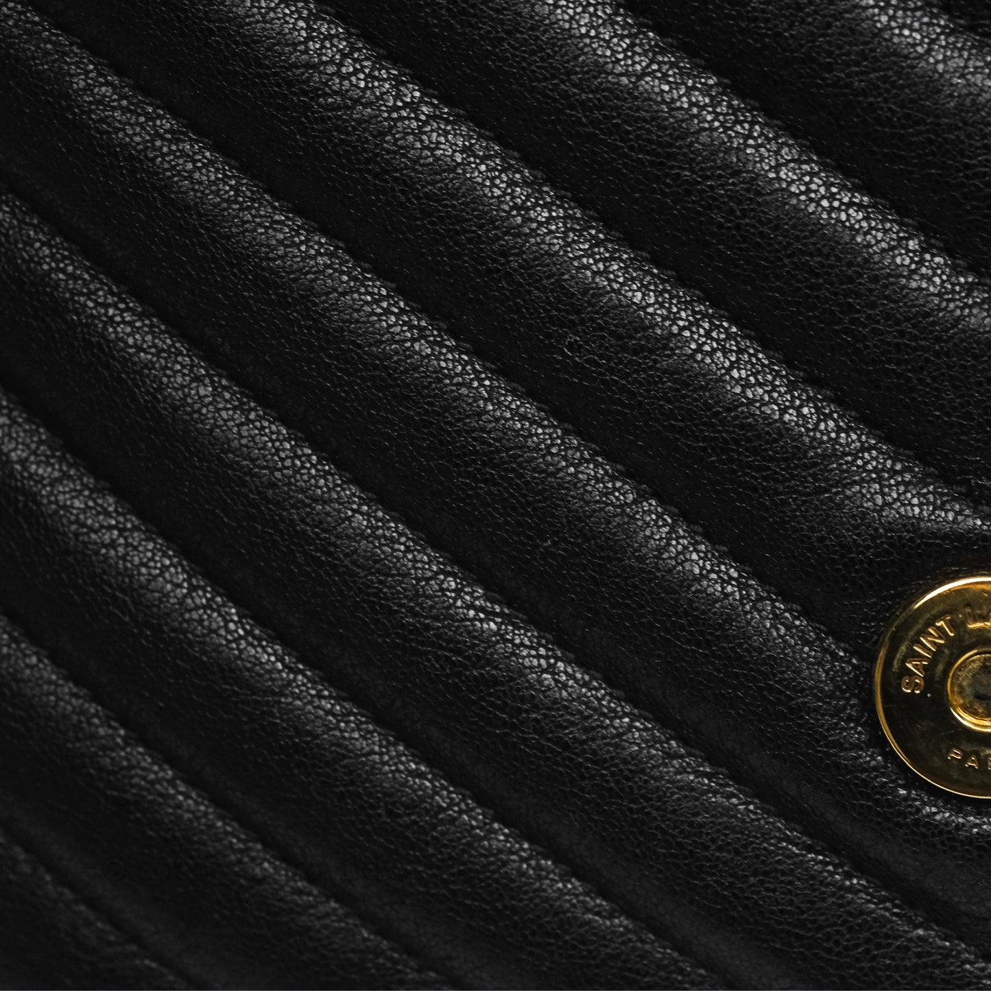 Saint Laurent Chevron Medium College Black Chain Bag Gold Hardware