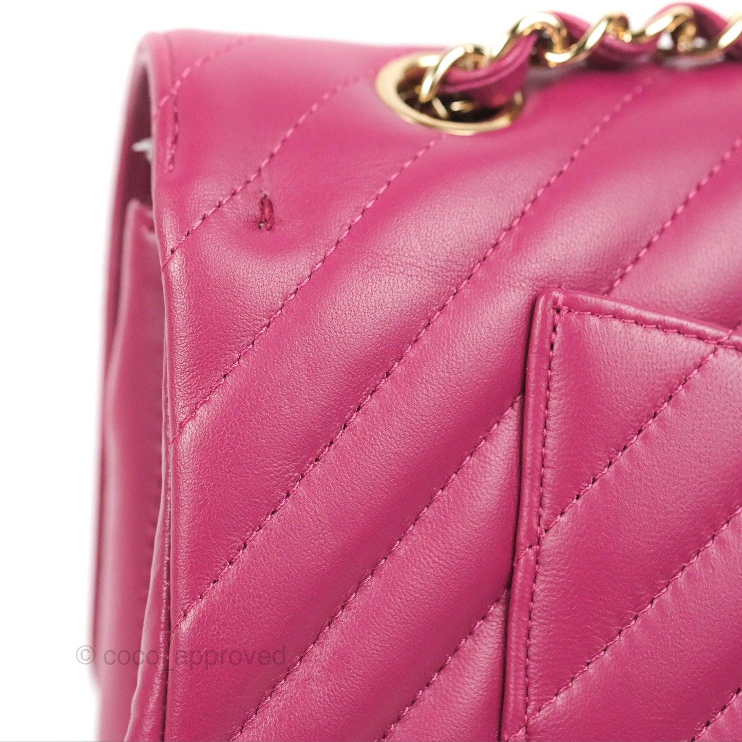 Chanel Medium Classic Flap Chevron Plum Pink Lambskin Gold Hardware