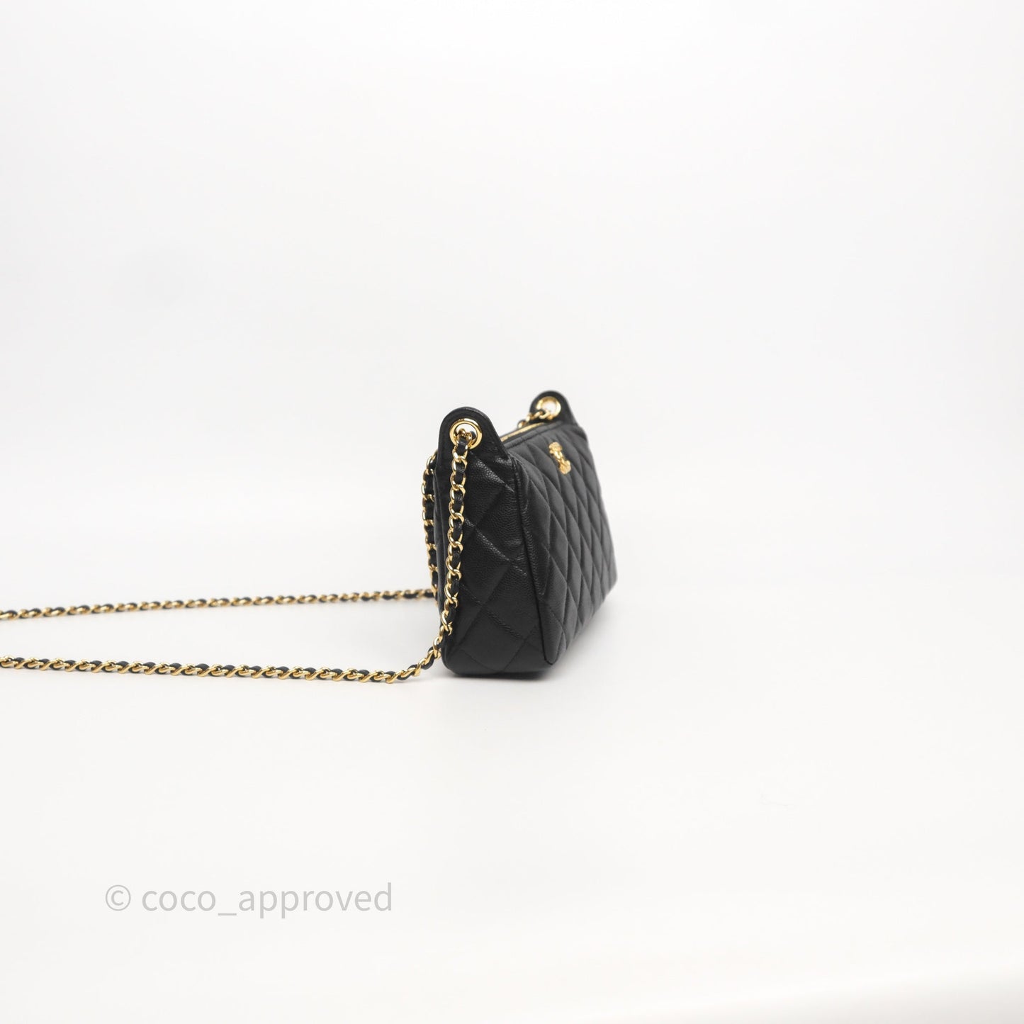 Chanel Clutch on Chain Black Caviar Gold Hardware 25A