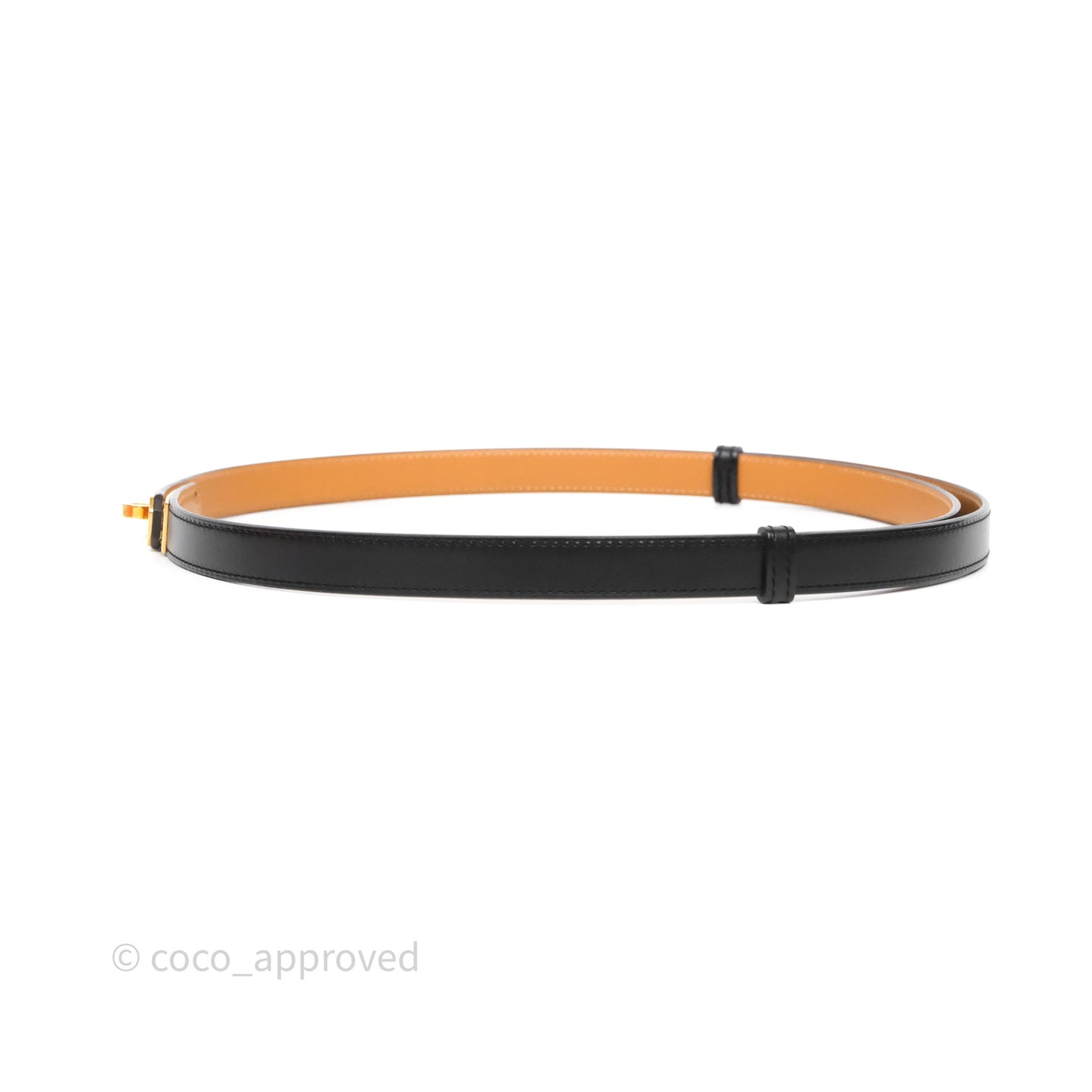 Hermès Kelly Buckle Belt Black Noir 89 Box Leather Gold Hardware