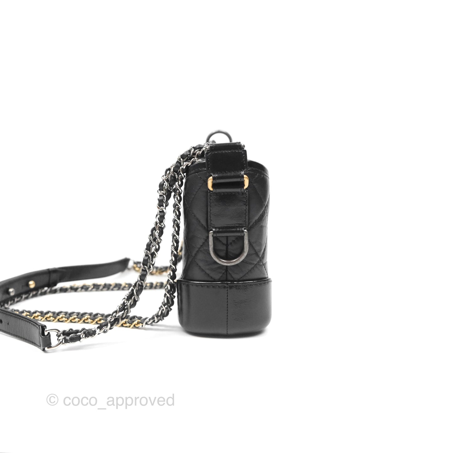 Chanel Small Gabrielle Hobo Quilted Black Aged Calfskin