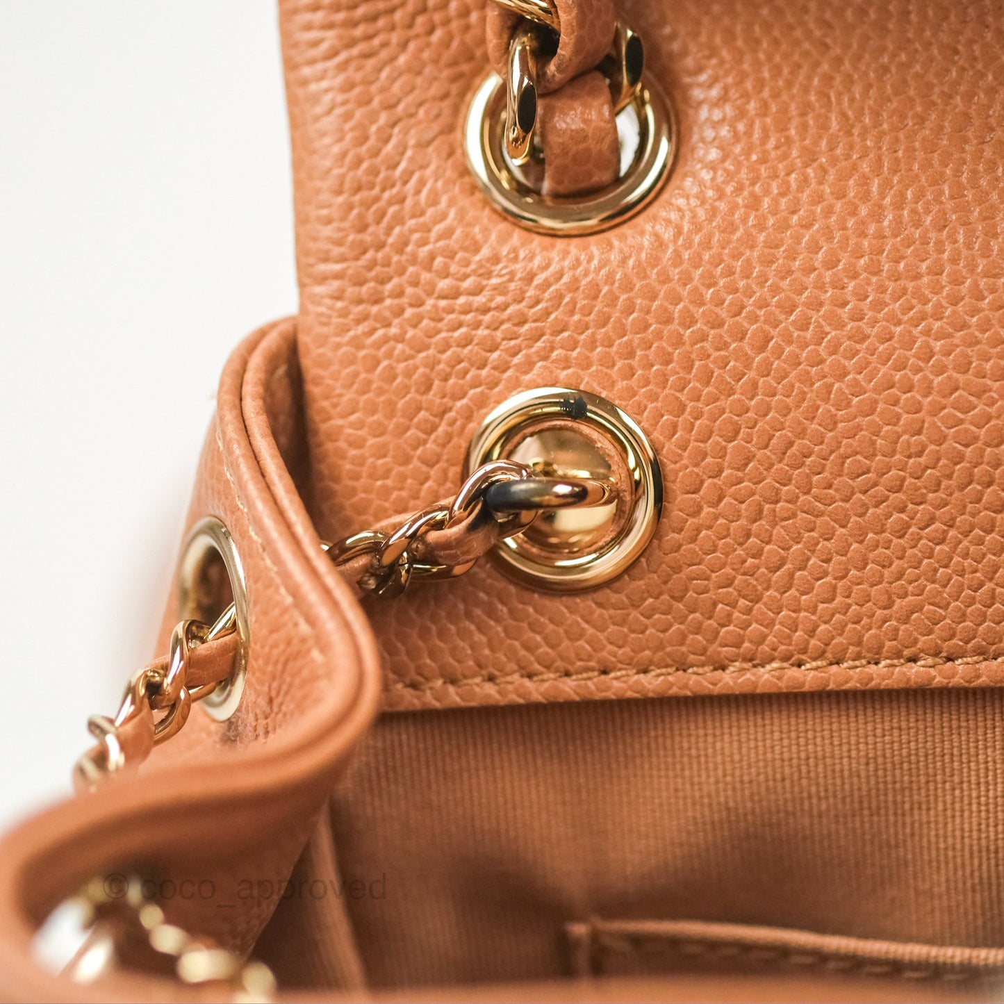 Chanel Duma Backpack Medium Dark Caramel Beige Caviar Gold Hardware