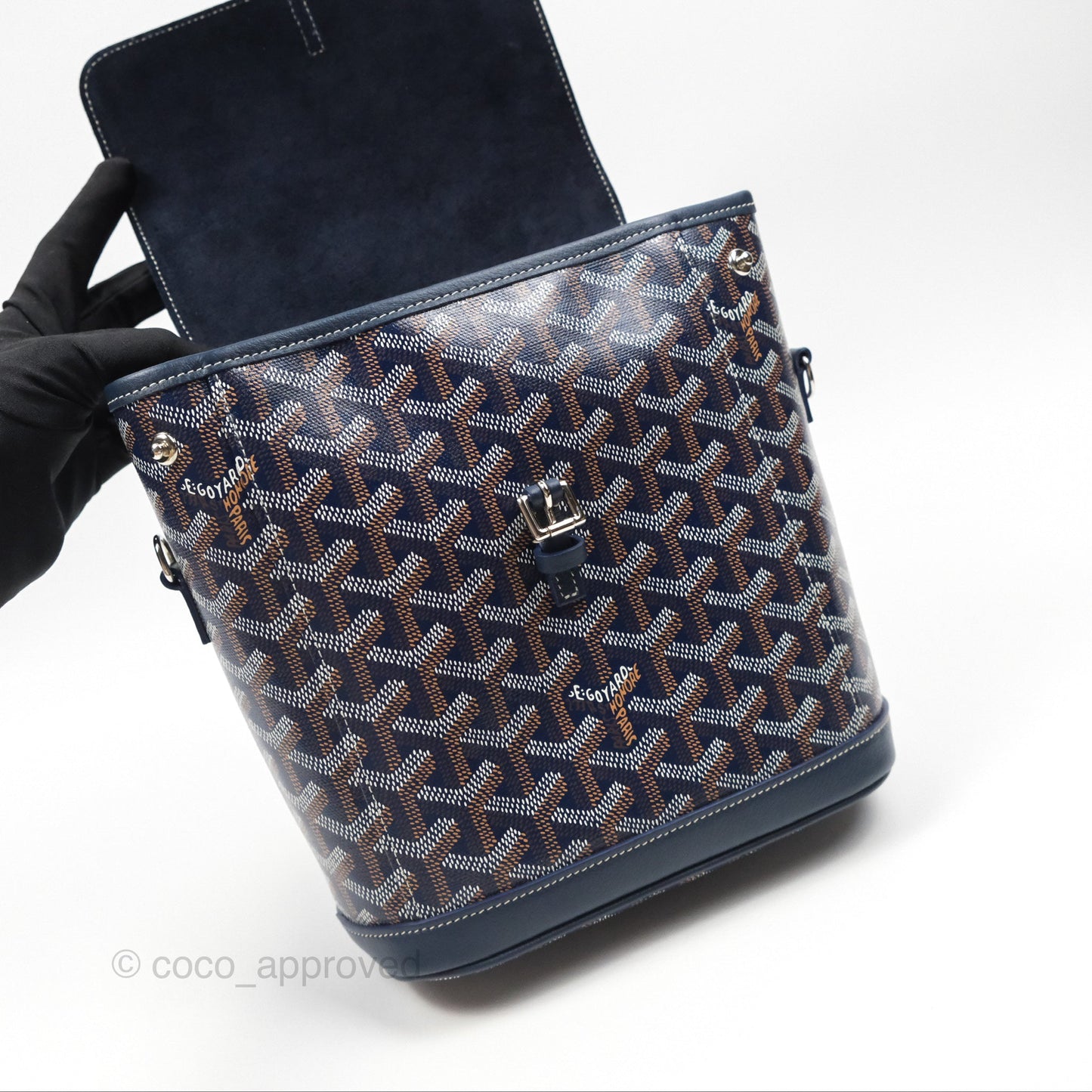Goyard Mini Alpin Backpack Navy Blue Goyardine Calfskin