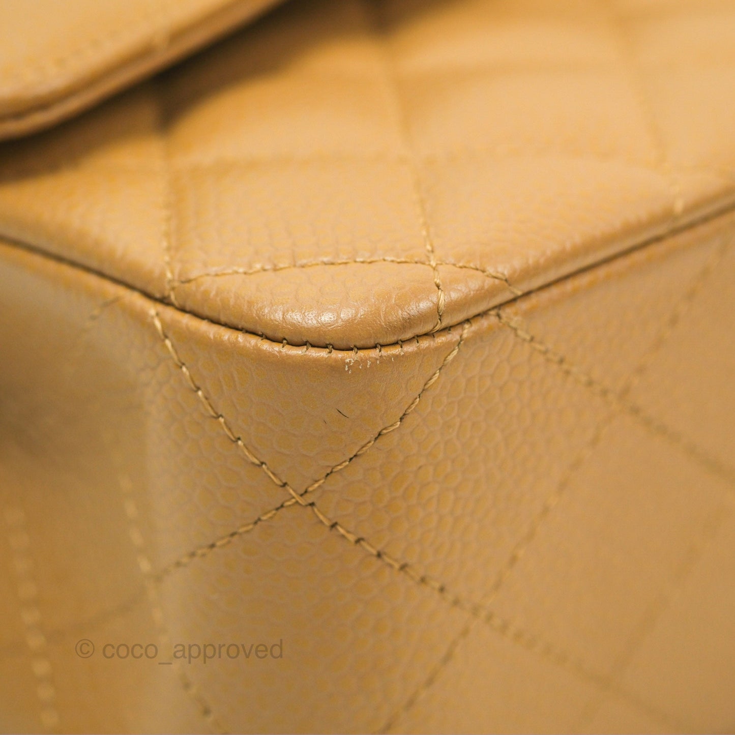 Chanel Classic M/L Medium Flap Quilted Dark Beige Caviar 24K Gold Hardware