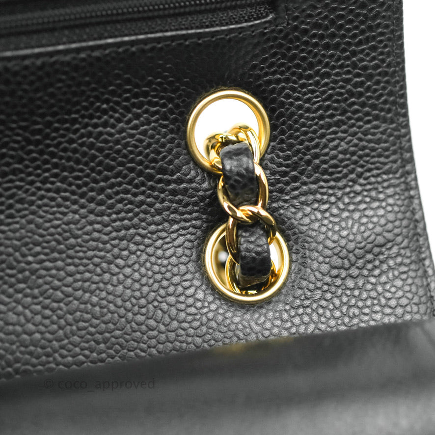 Chanel Classic Double Flap M/L Black Caviar Gold Hardware