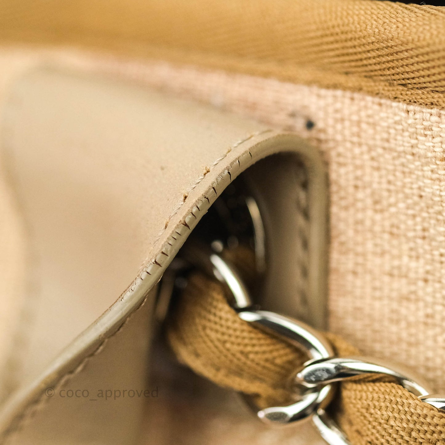 Chanel Large Deauville Beige Canvas Silver Hardware
