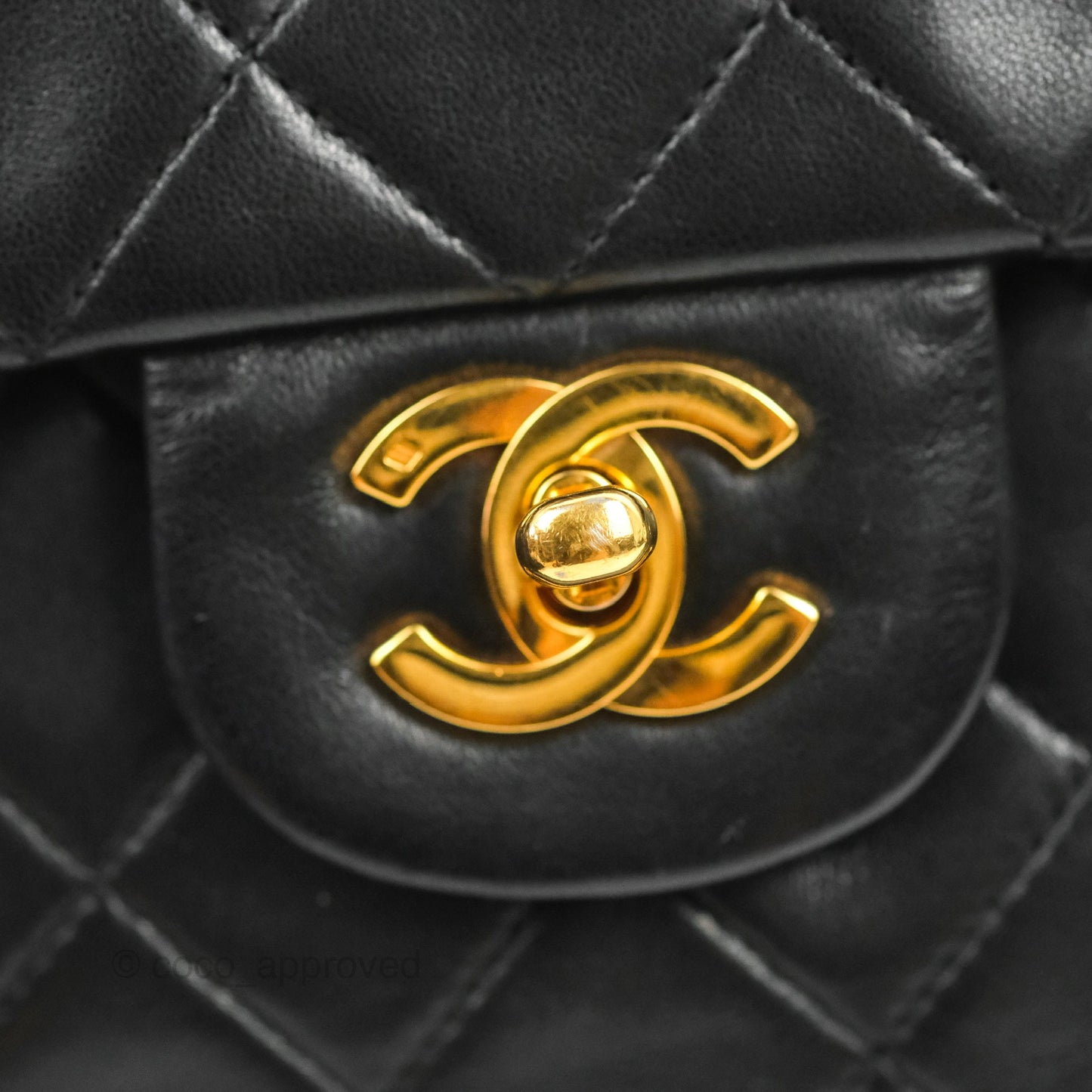 Chanel Vintage Medium Double Flap Black Lambskin 24K Gold Hardware