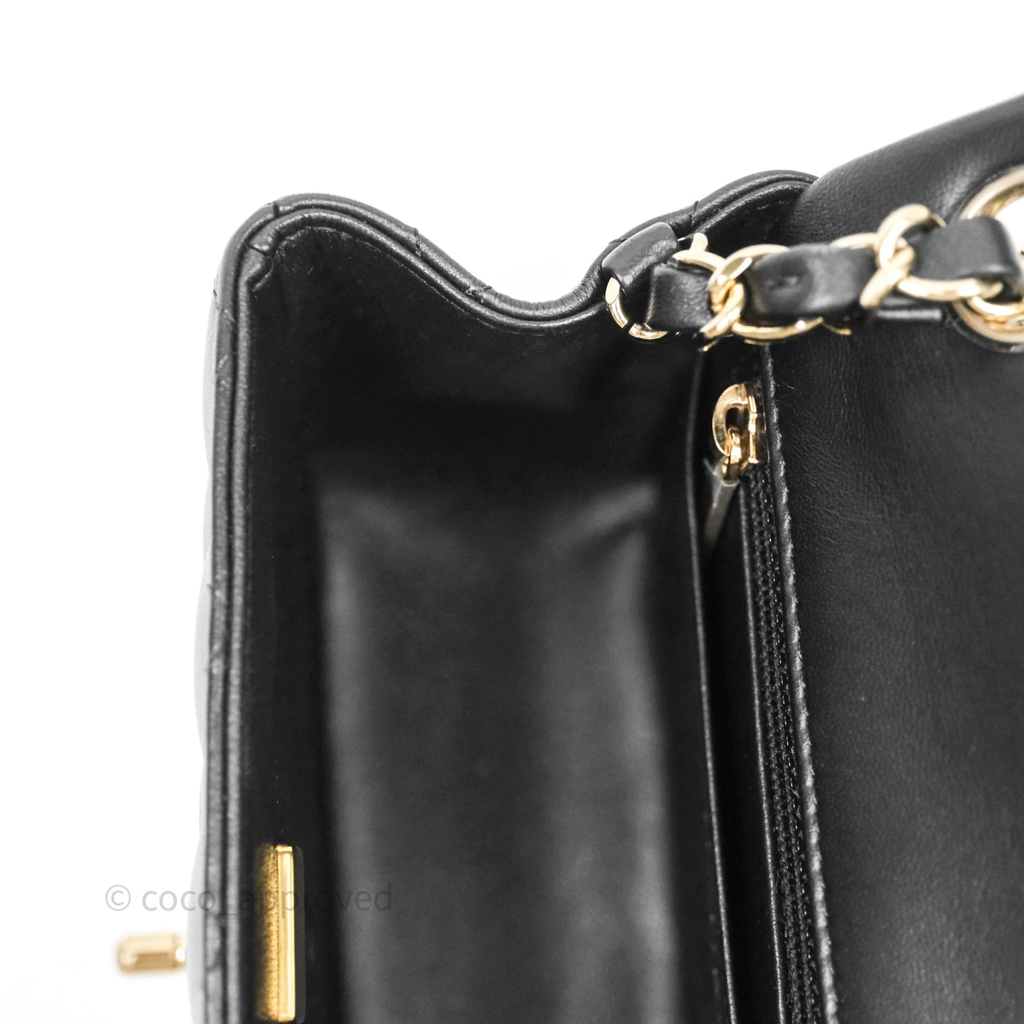 Chanel Mini Square Quilted Black Lambskin Gold Hardware