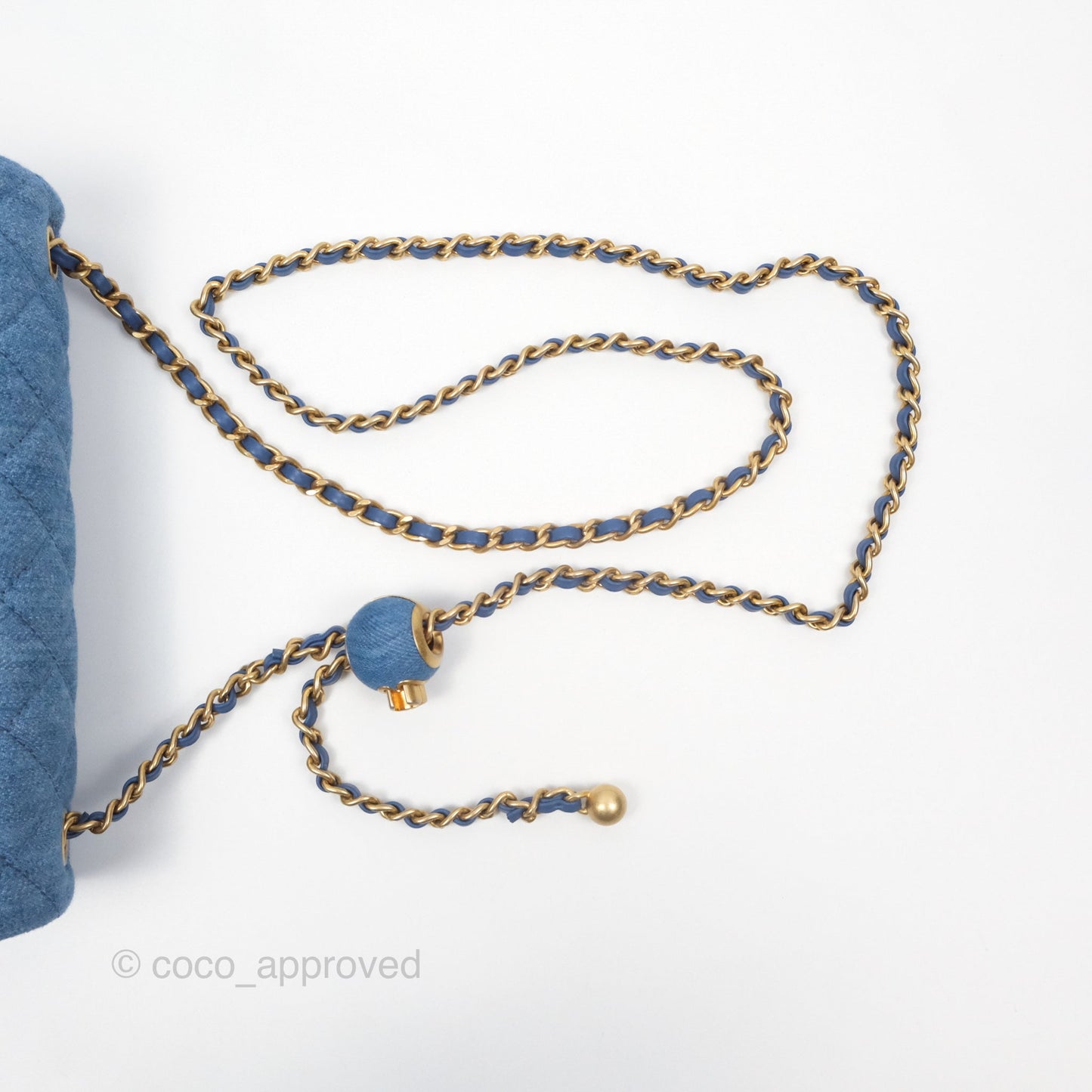 Chanel Mini Rectangular Pearl Crush Quilted Denim Aged Gold Hardware