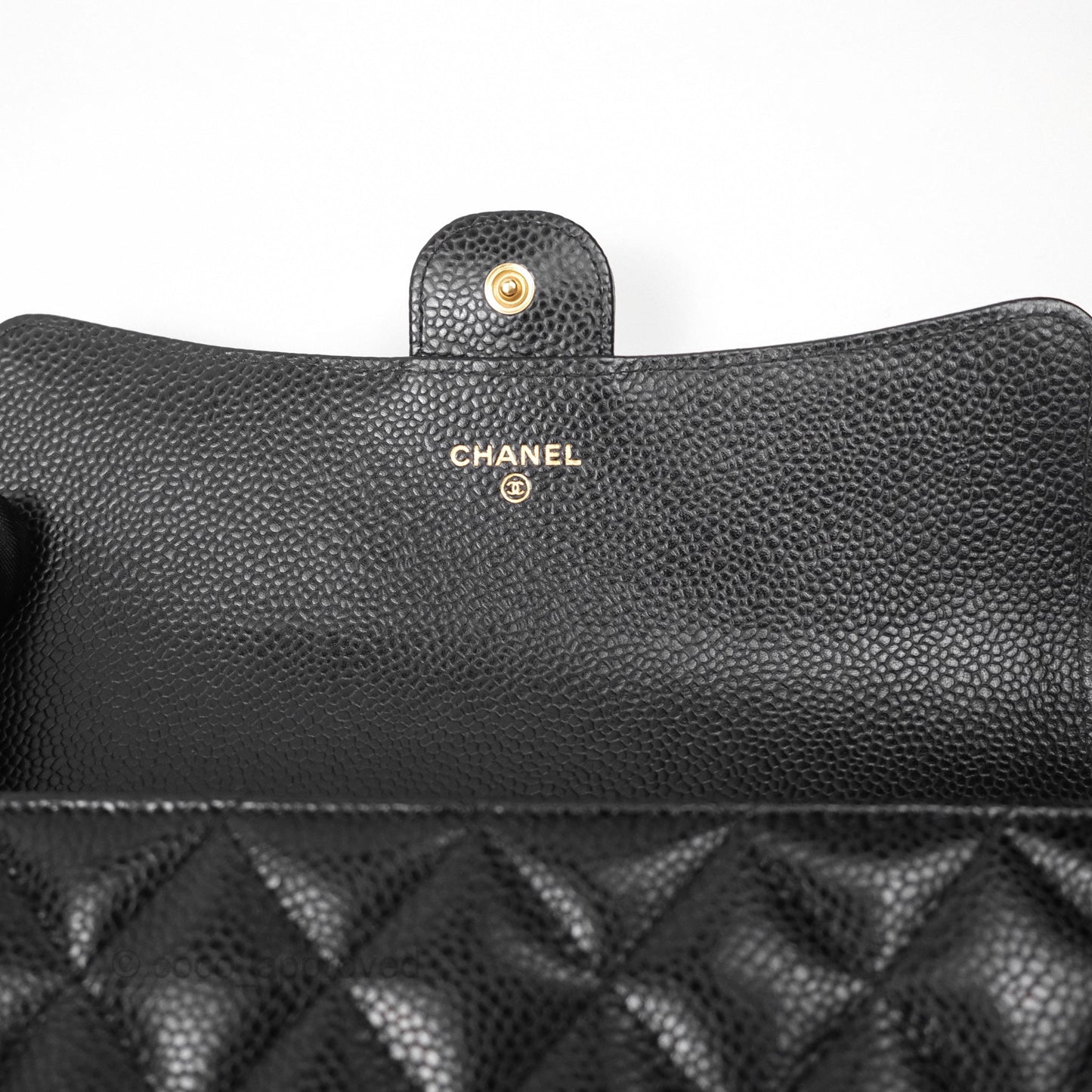 Chanel Quilted Classic Zip Long Wallet Black Caviar Gold Hardware