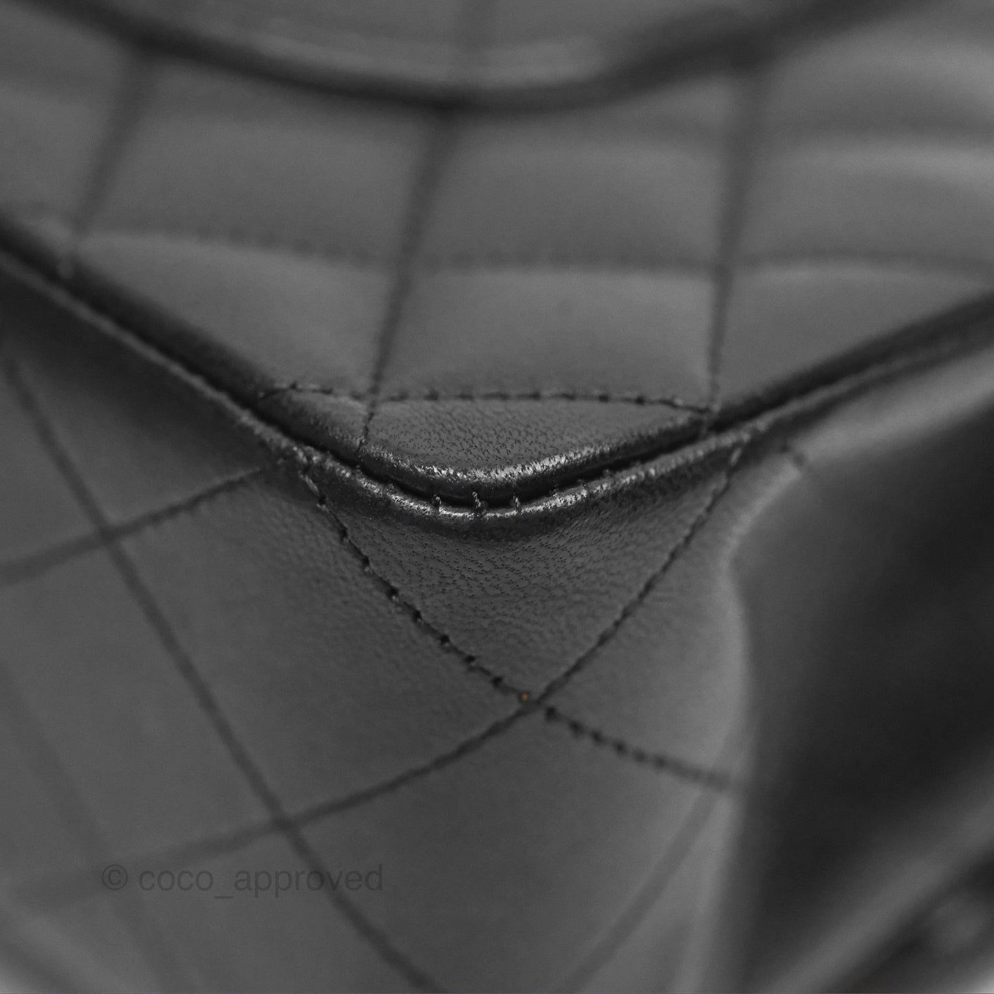 Chanel Classic M/L Medium Flap Quilted Black Lambskin Silver Hardware