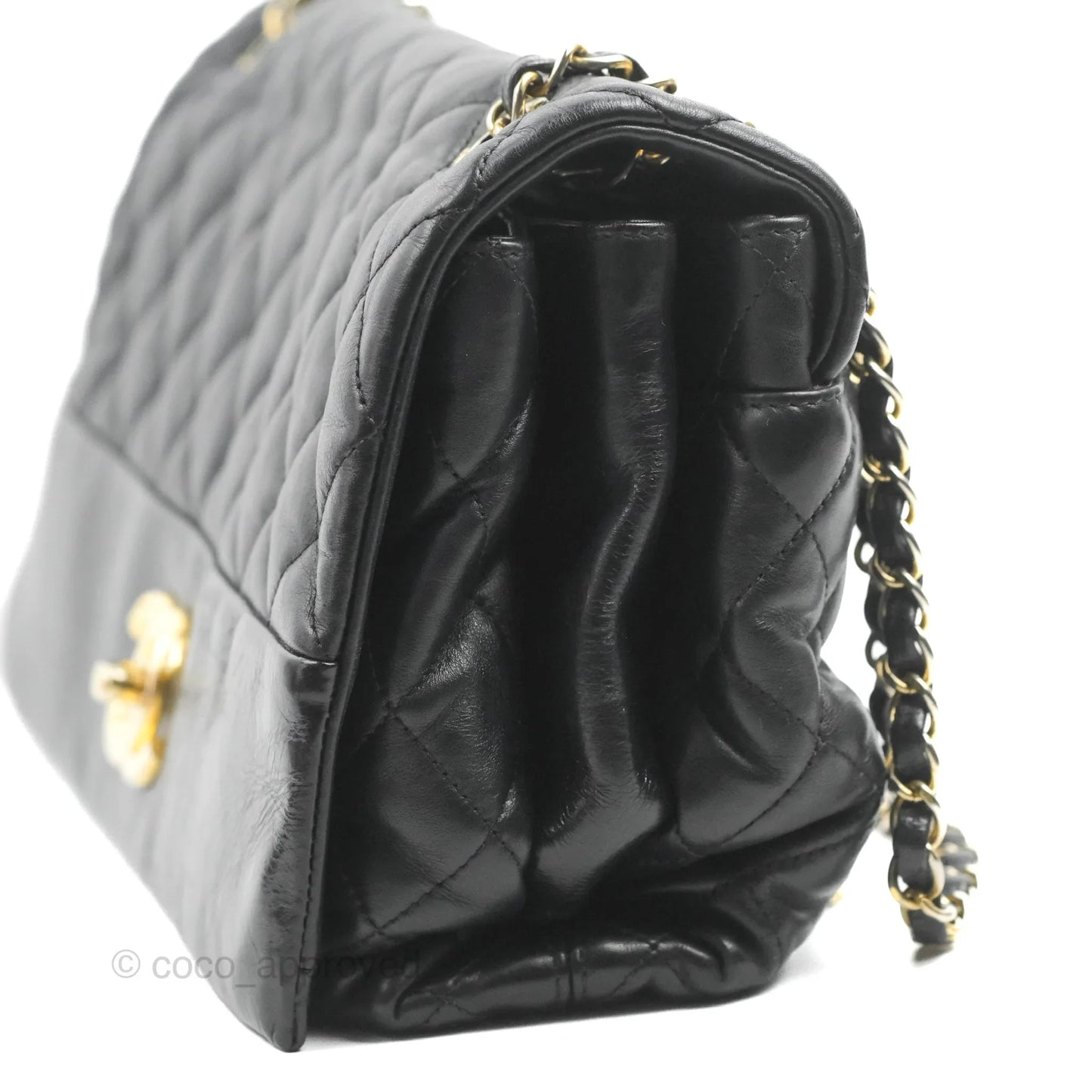Chanel Soft Elegance Flap Bag Calfskin Black Aged Gold Hardware