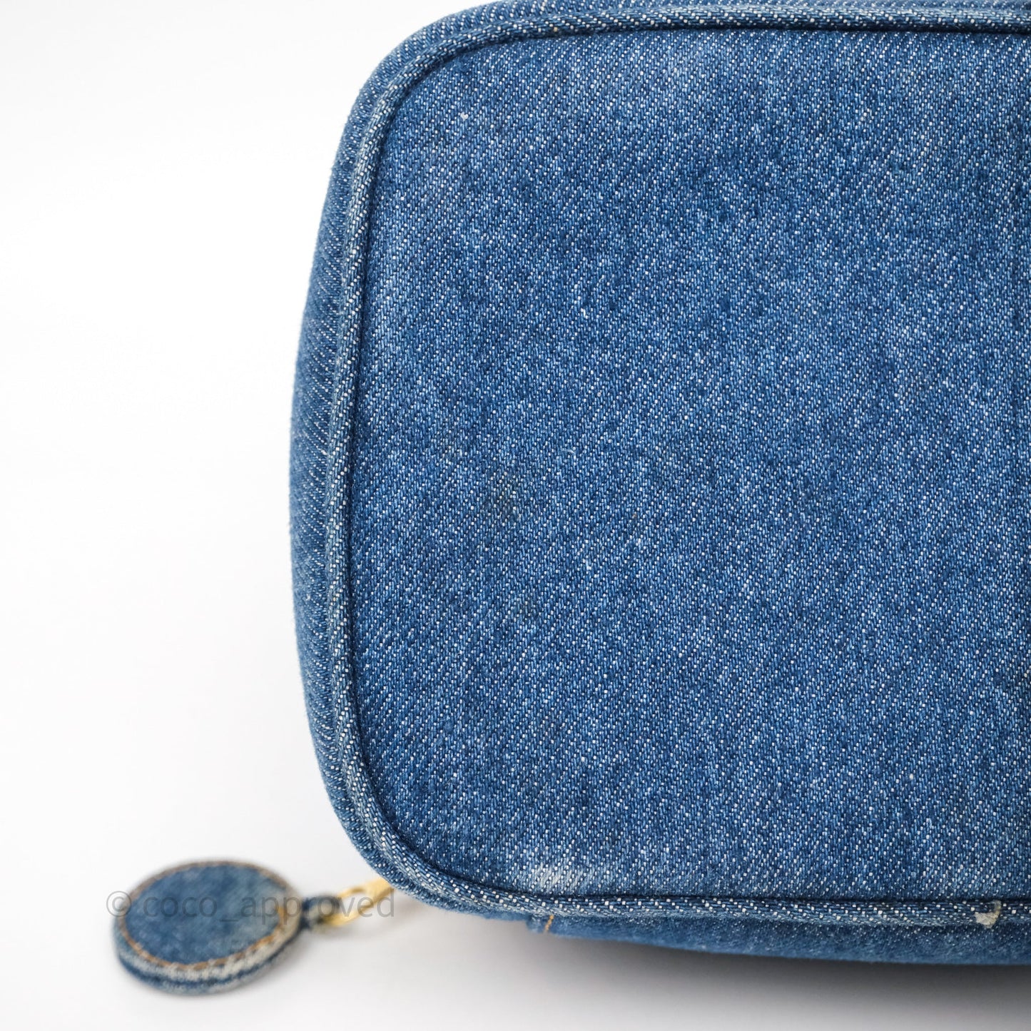 Chanel Vintage Vanity Case Denim Aged Gold Hardware