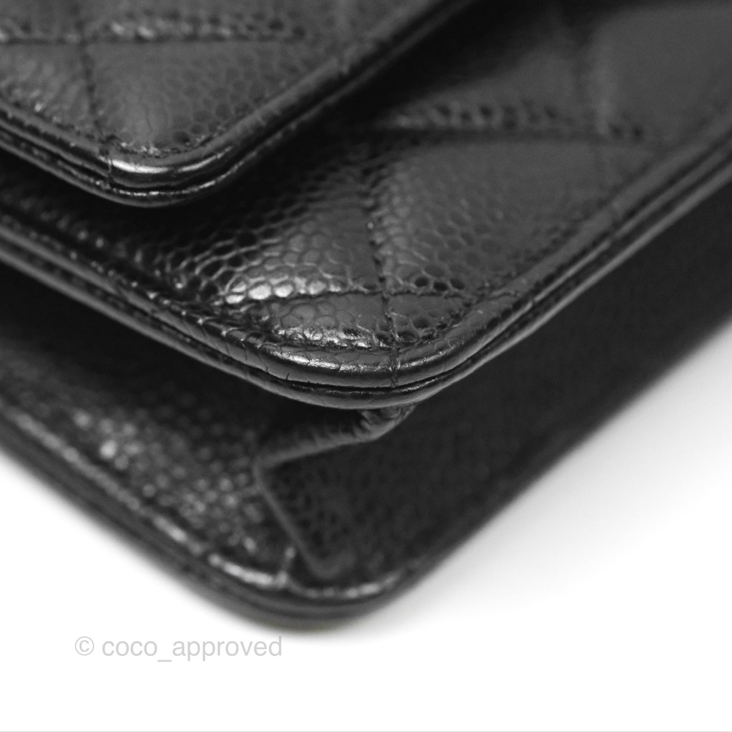 Chanel Classic Quilted Wallet On Chain WOC Black Caviar Gold Hardware
