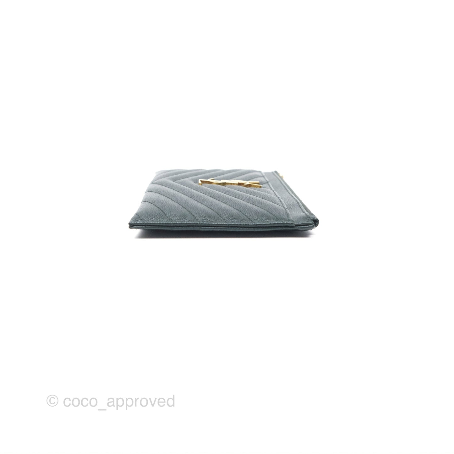Saint Laurent Cassandre Matelasse Zipped Pouch Dark Green Gold Hardware