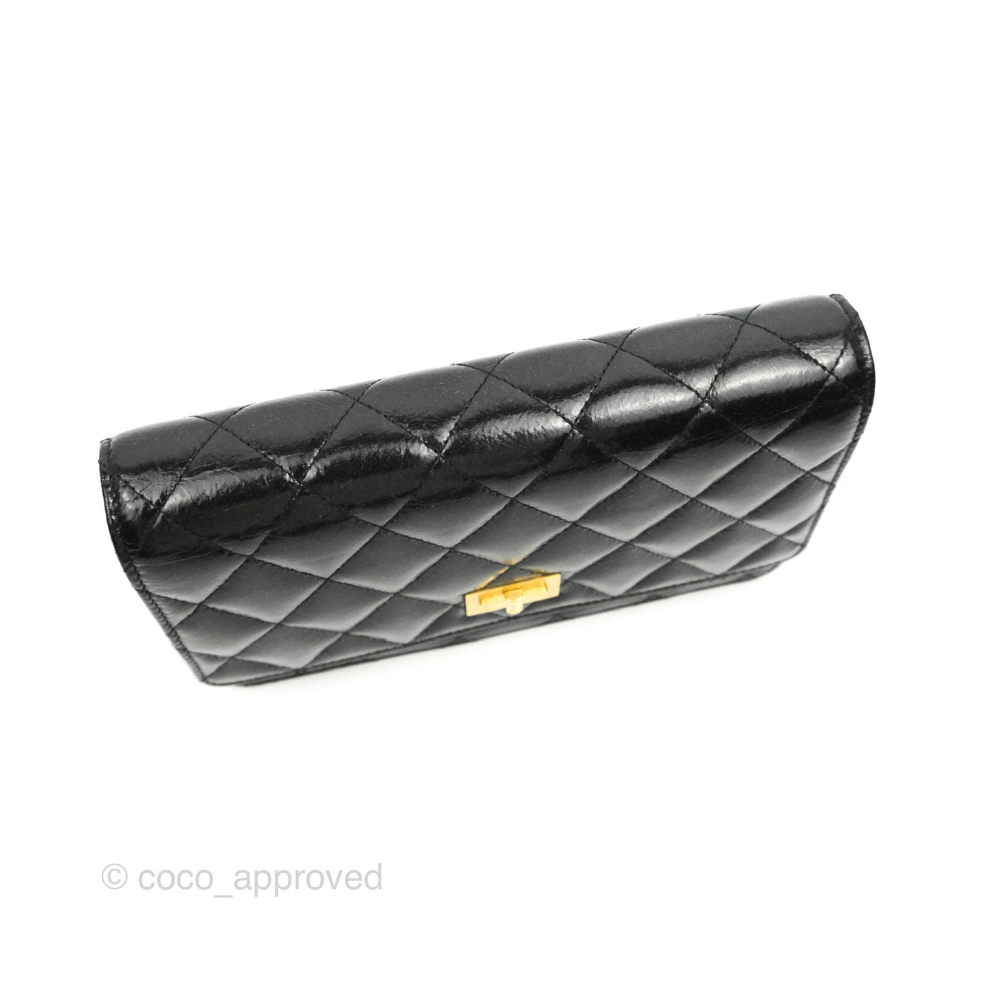 Chanel Quilted Reissue WOC Black Glazed Crumpled Calfskin Aged Gold Hardware