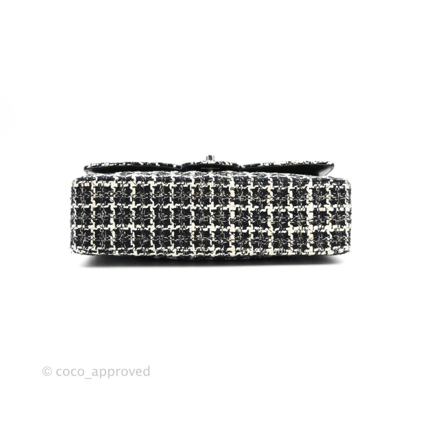 Chanel Classic M/L Medium Quilted Double Flap Bag Lambskin Tweed Black & White Silver Hardware
