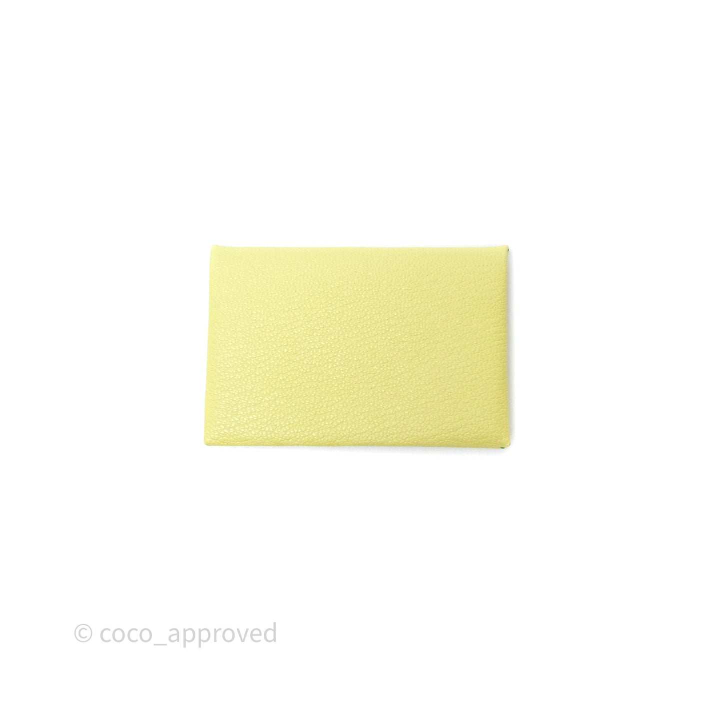 Hermès Calvi Card Holder Limoncello Chèvre Mysore Palladium Hardware