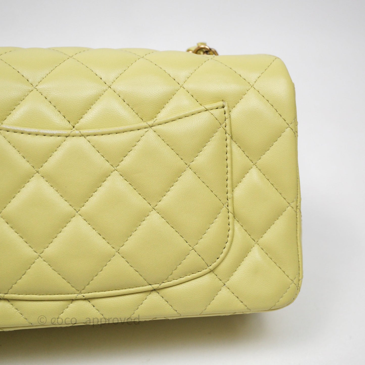 Chanel Mini Rectangular Flap Quilted Green Lambskin Gold Hardware