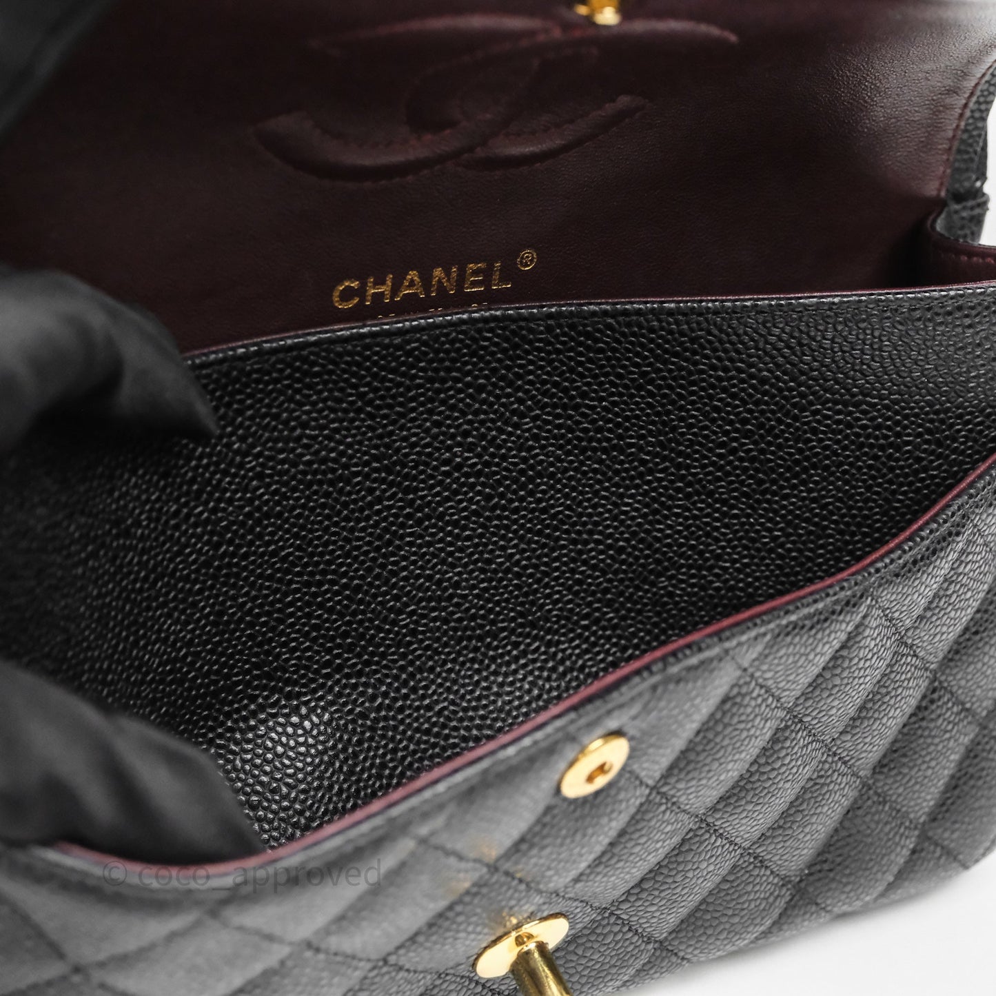 Chanel Classic M/L Medium Flap Quilted Black Caviar Gold Hardware