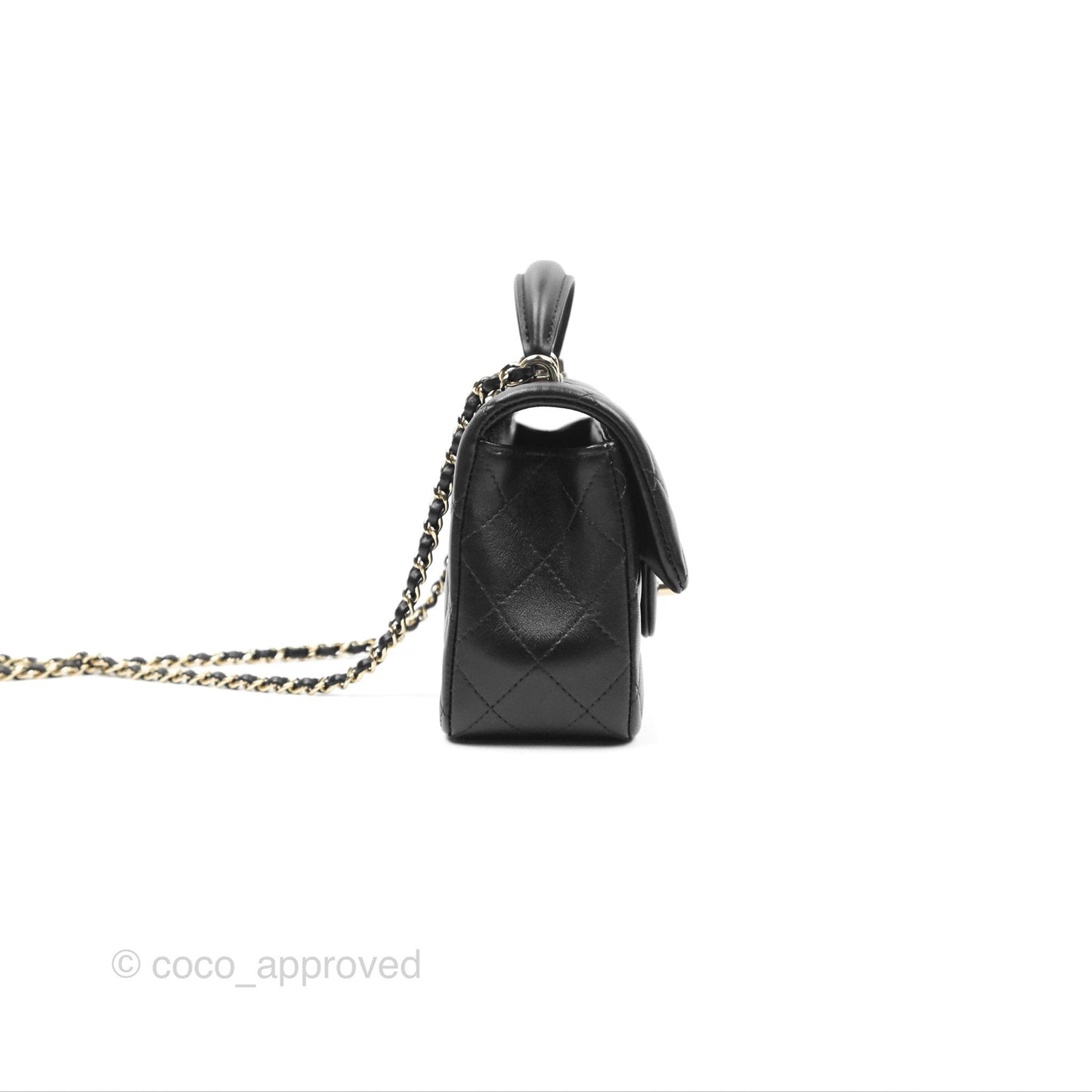 Chanel Top Handle Mini Rectangular Flap Bag Black Lambskin Gold Hardware