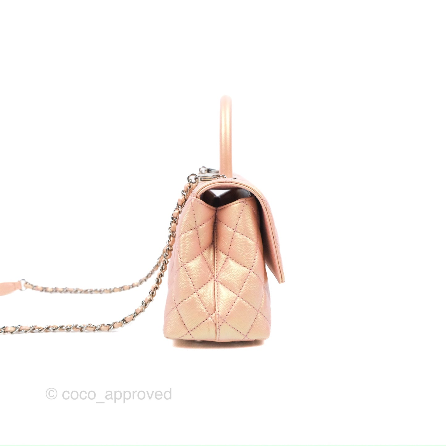 Chanel Small Quilted Coco Handle Iridescent Pink Caviar Rainbow Hardware