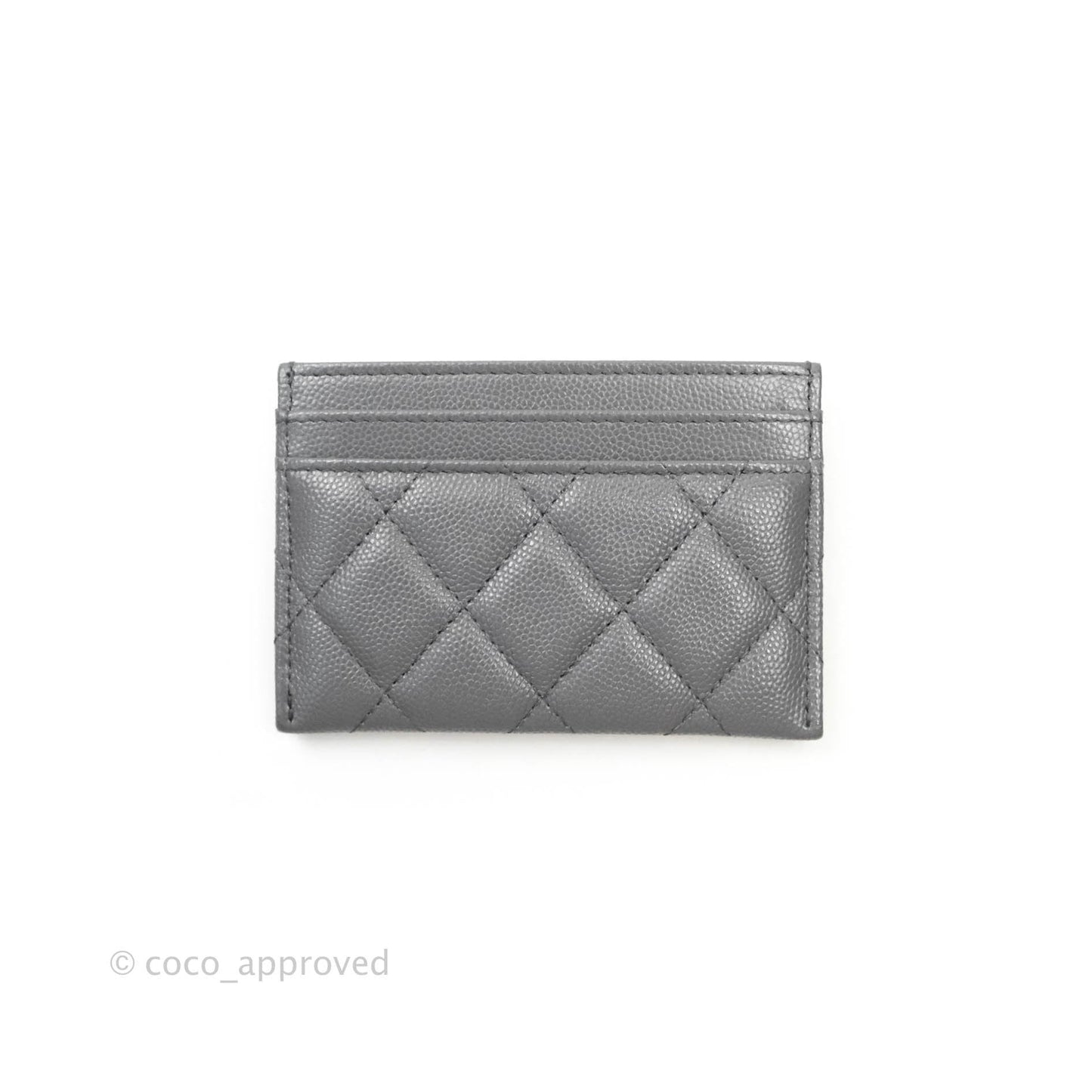 Chanel French New Wave Quilted Flat Card Holder Dark Grey Caviar 20K