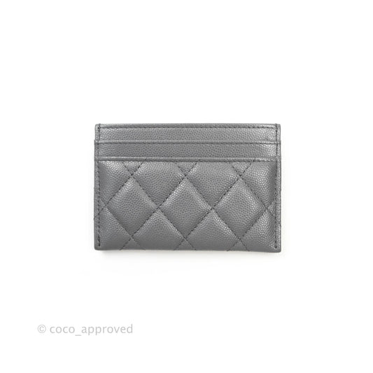 Chanel French New Wave Quilted Flat Card Holder Dark Grey Caviar 20K