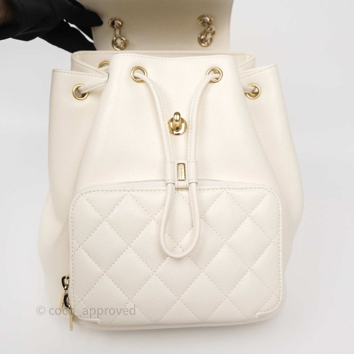 Chanel Quilted Business Affinity Backpack Ivory White Caviar Gold Hardware