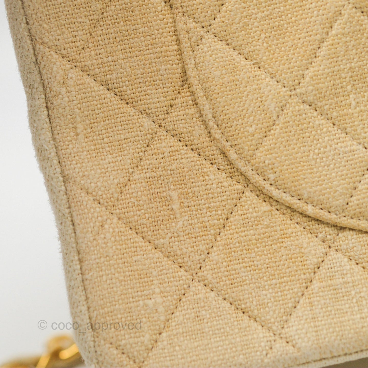 Chanel Vintage XL Jumbo Single Flap Beige Cotton Canvas 24K Gold Hardware