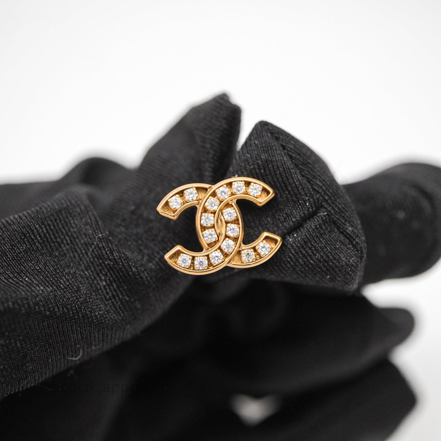 Chanel Crystal CC Earrings Gold Tone 21C