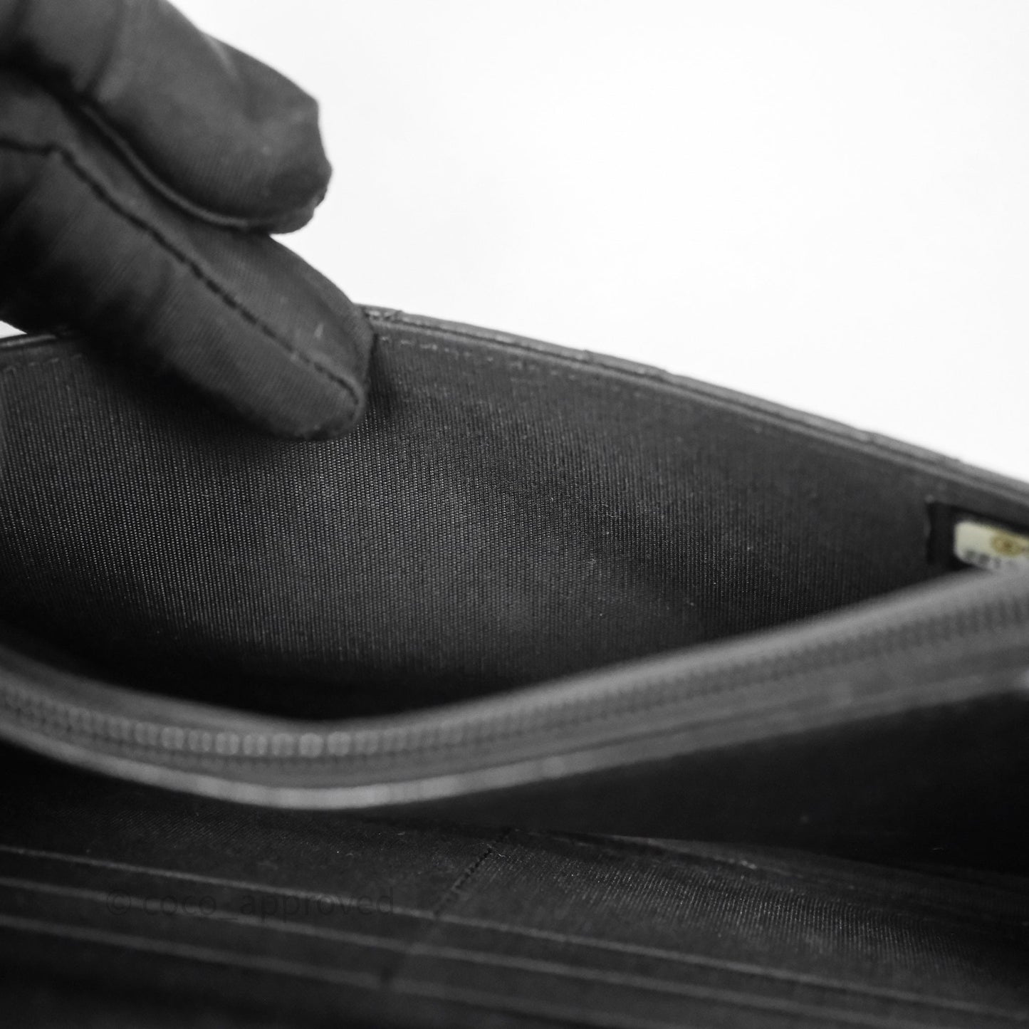 Chanel Black Quilted Lambskin Boy Wallet on Chain Gold Hardware