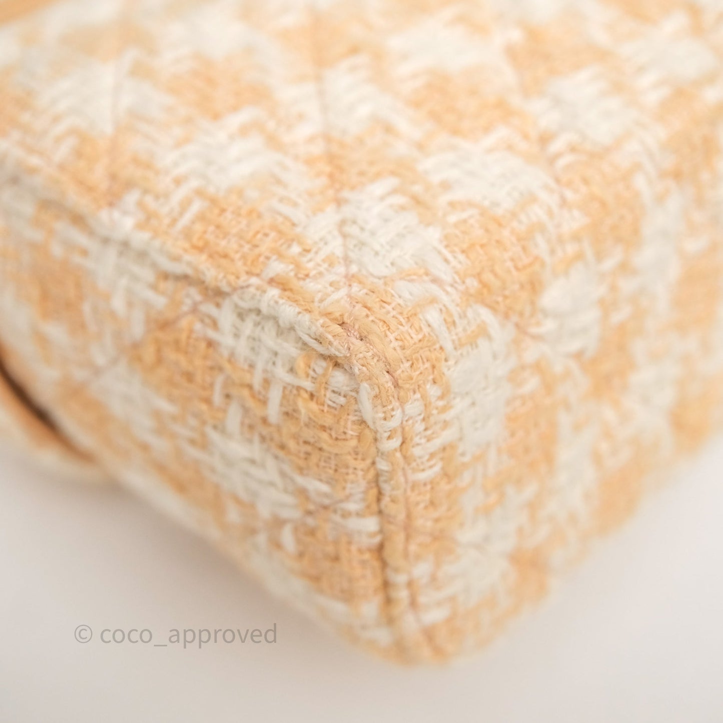 Chanel Vanity Case with Top Handle Orange Apricot Tweed Aged Gold Hardware