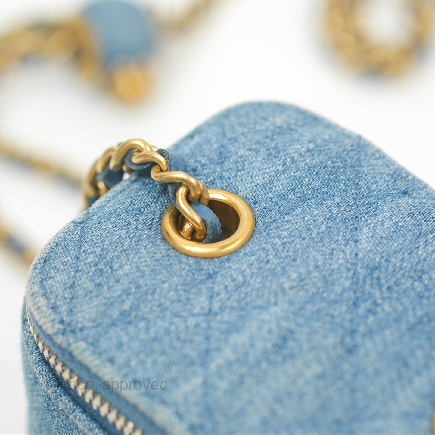 Chanel Mini Pearl Crush Vanity With Chain Denim Aged Gold Hardware