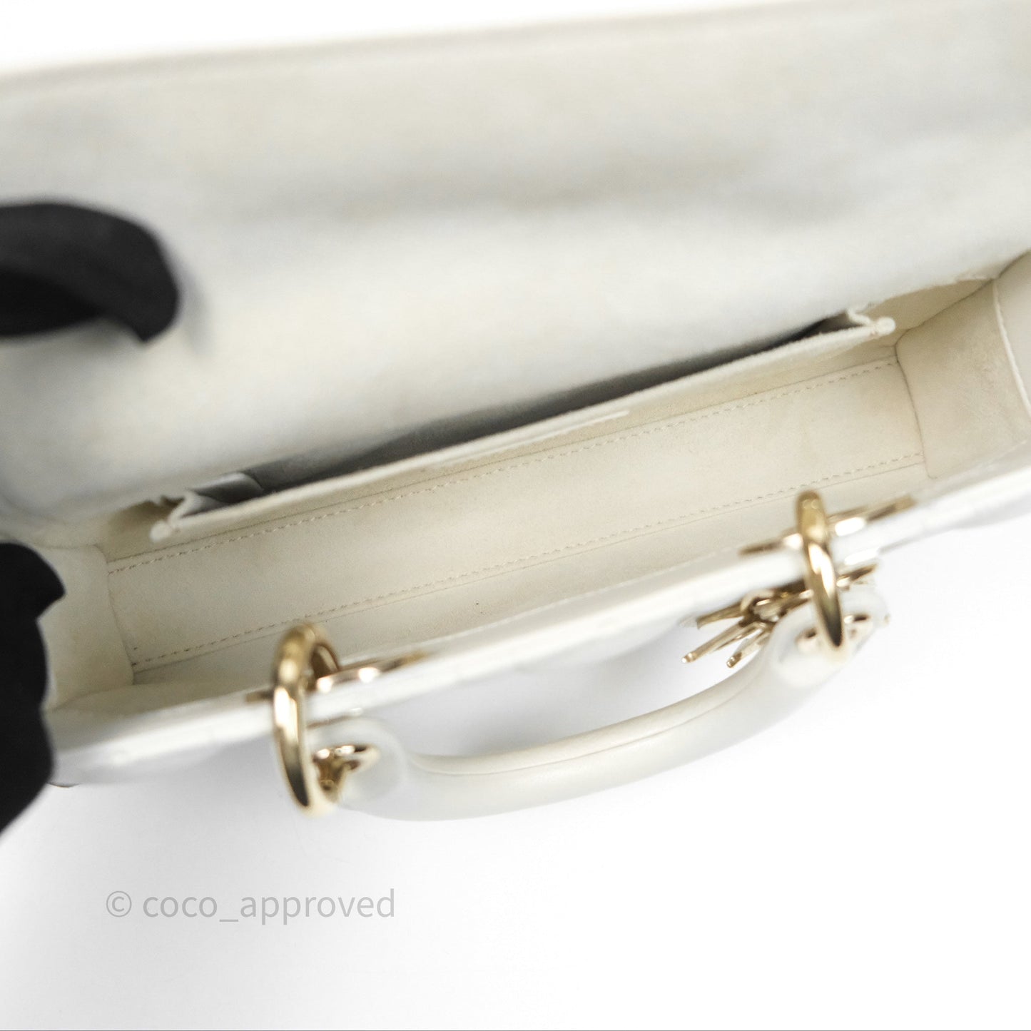 Dior Small Lady D-Joy Bag Ivory White Lambskin Cannage Gold Hardware