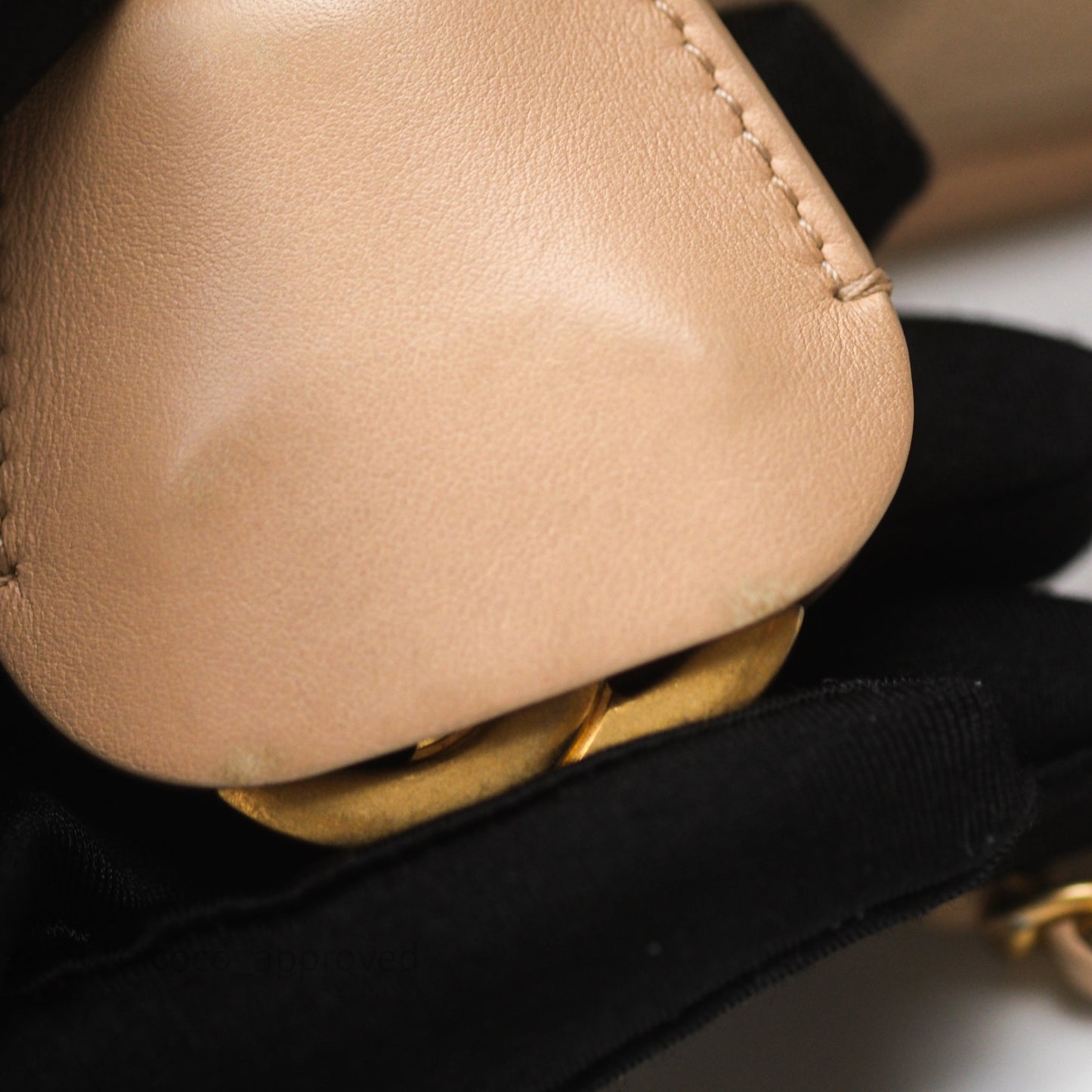 Chanel Quilted Small CC Filigree Vanity Case Beige Caviar Gold Hardware