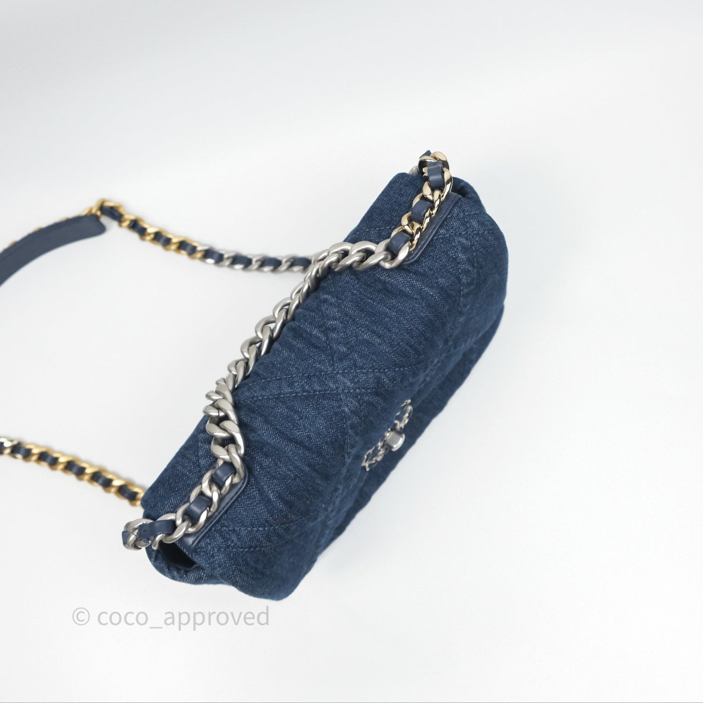 Chanel 19 Small Denim Fabric Mixed Hardware 22P