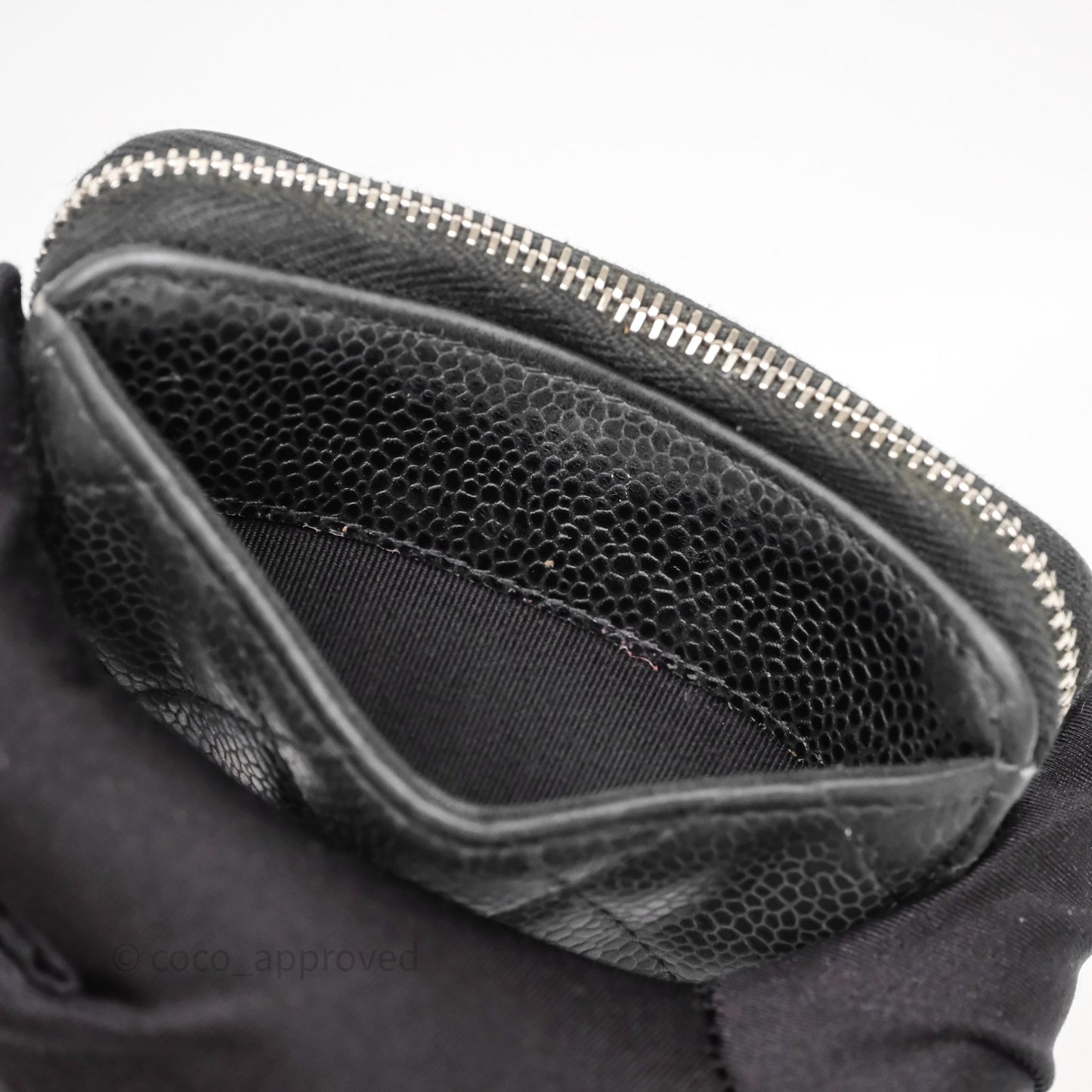 Chanel Classic Zipped Coin Purse Black Caviar Silver Hardware