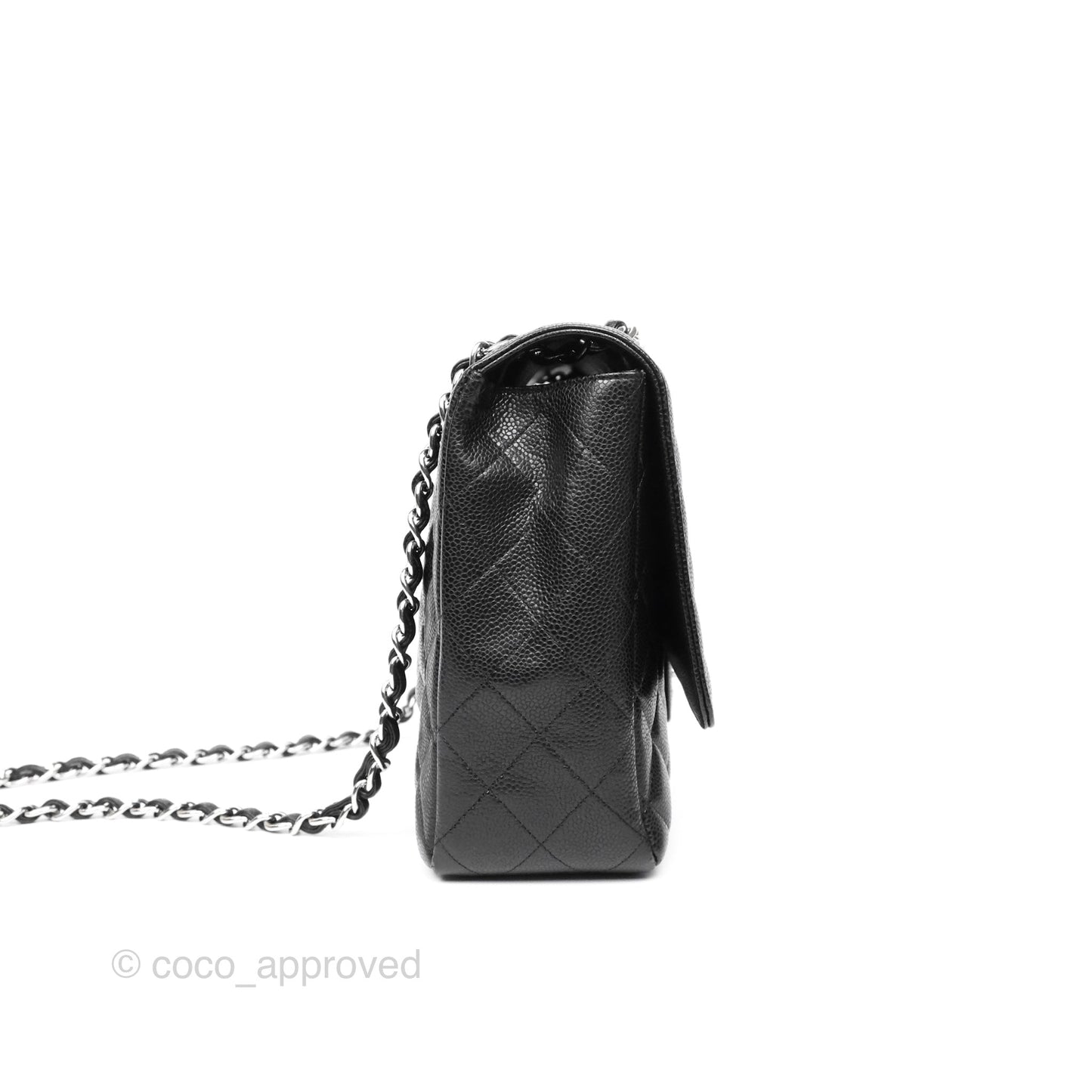 Chanel Maxi Single Flap Quilted Black Caviar Silver Hardware