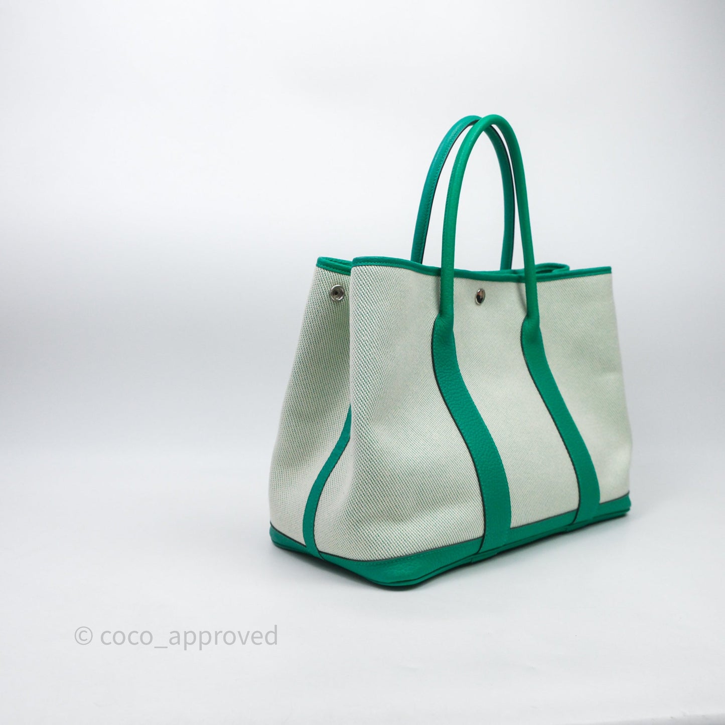 Hermès Garden Party 36 Canvas Ecru-Menthe / Menthe