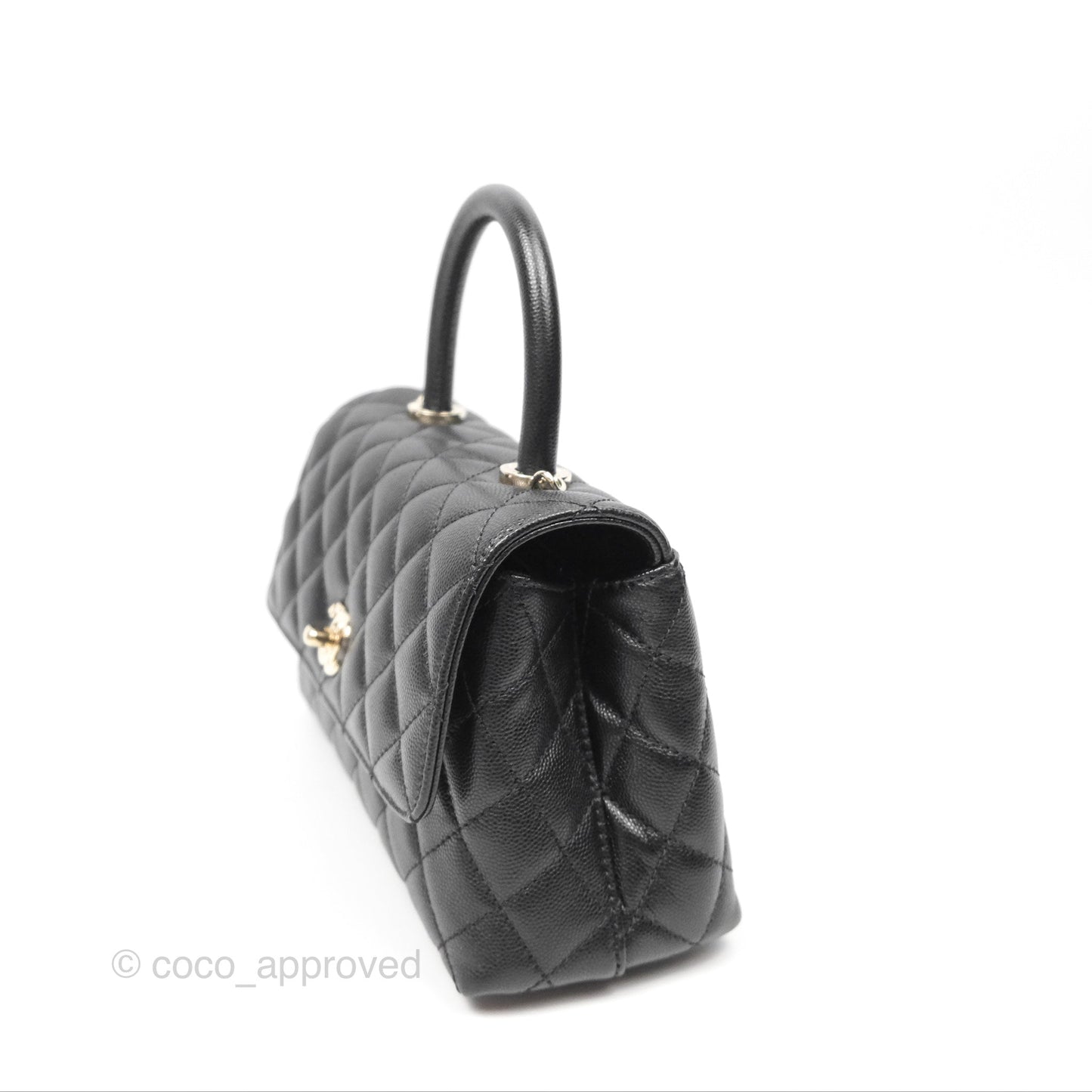 Chanel Small Coco Handle Quilted Black Caviar Gold Hardware