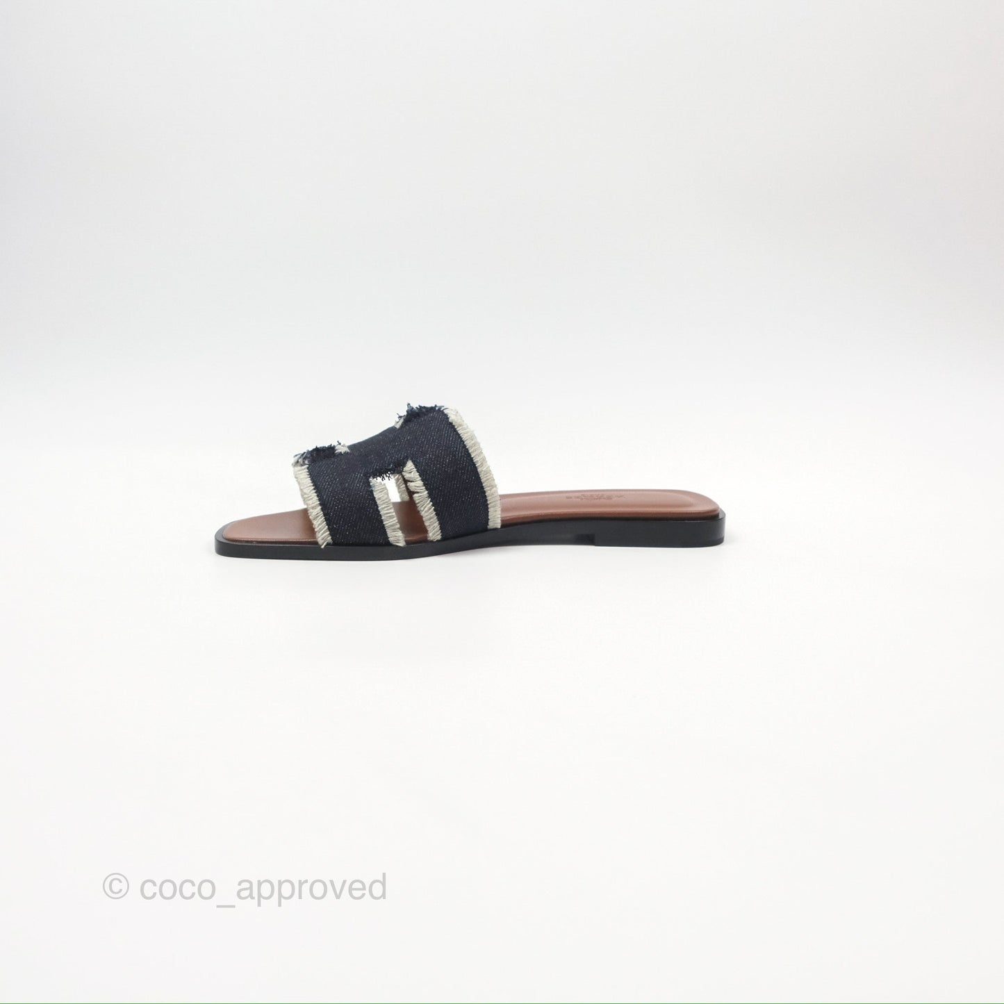 Hermès Oran Sandals in Black Denim Size 37