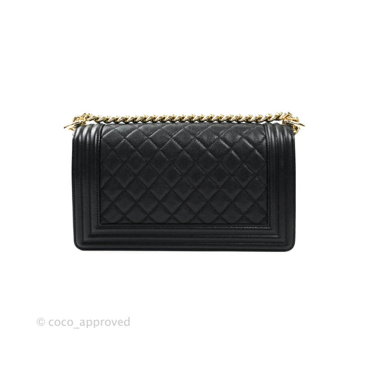 Chanel Boy Quilted Medium Black Caviar Gold Hardware