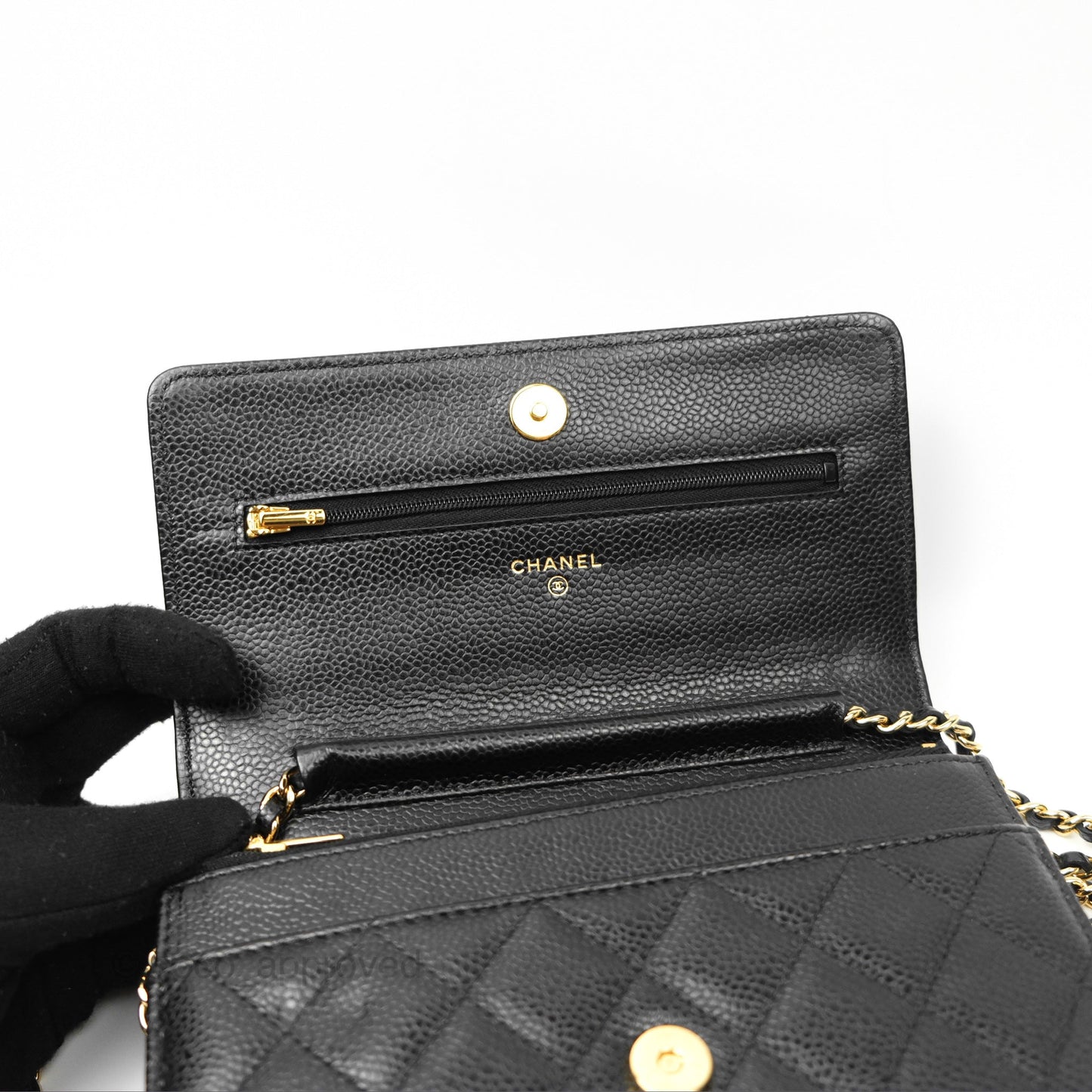 Chanel Quilted Classic Wallet On Chain WOC Black Caviar Gold Hardware