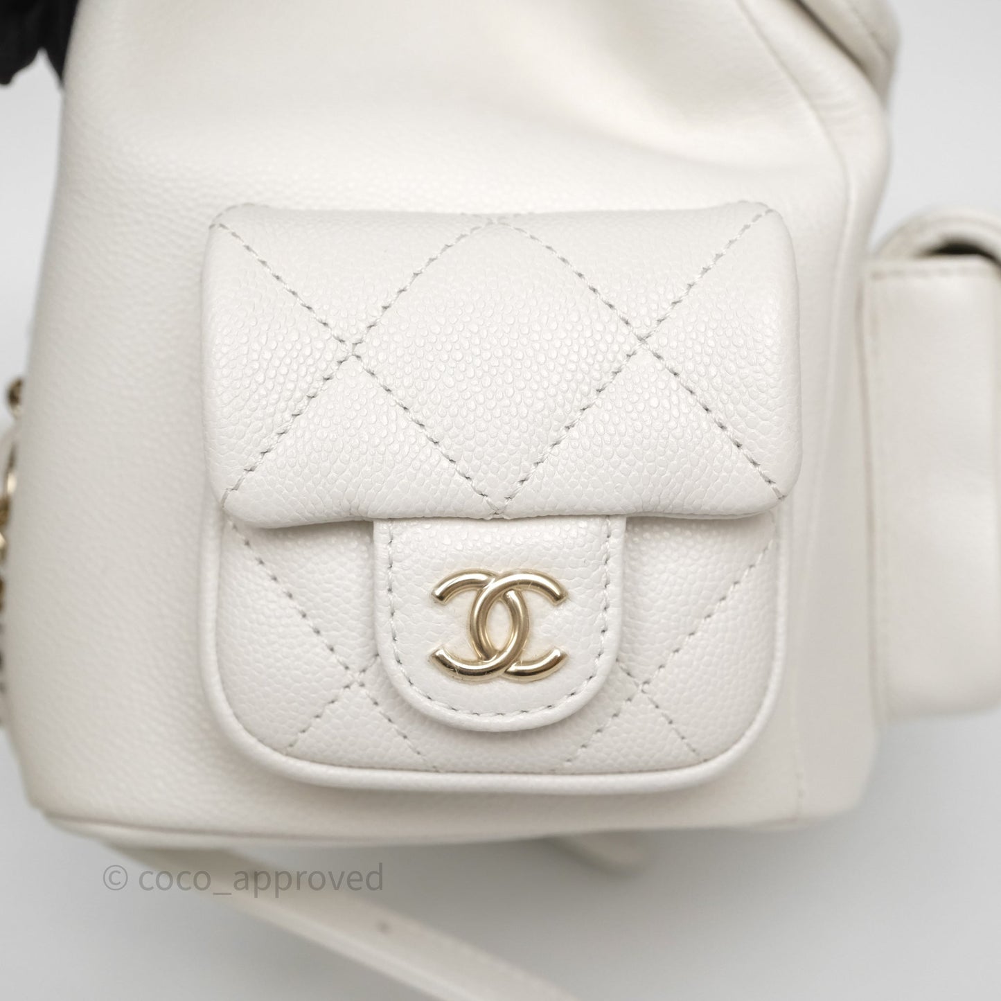 Chanel Duma Backpack White Caviar Gold Hardware 23K