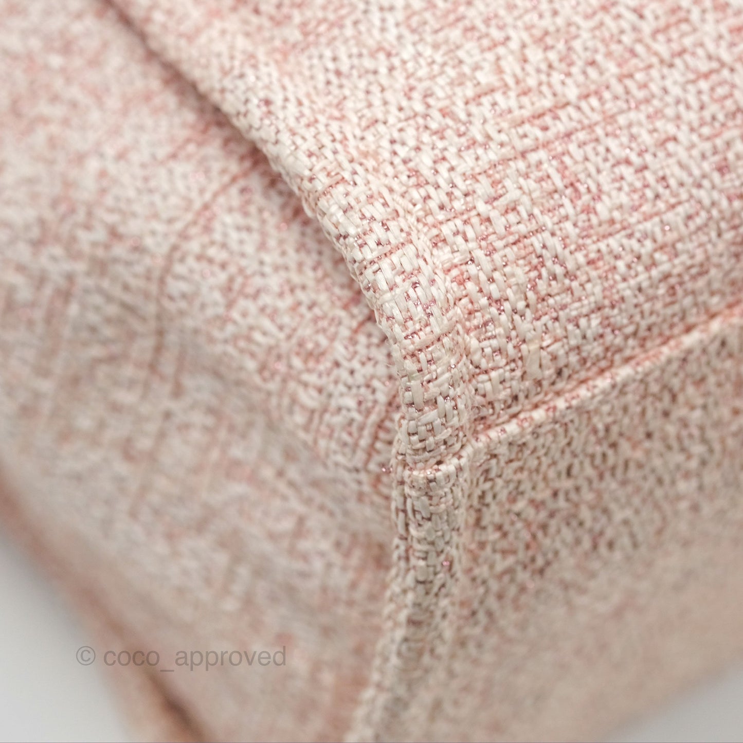 Chanel Large Deauville Tote Pink Woven Tweed Gold Hardware