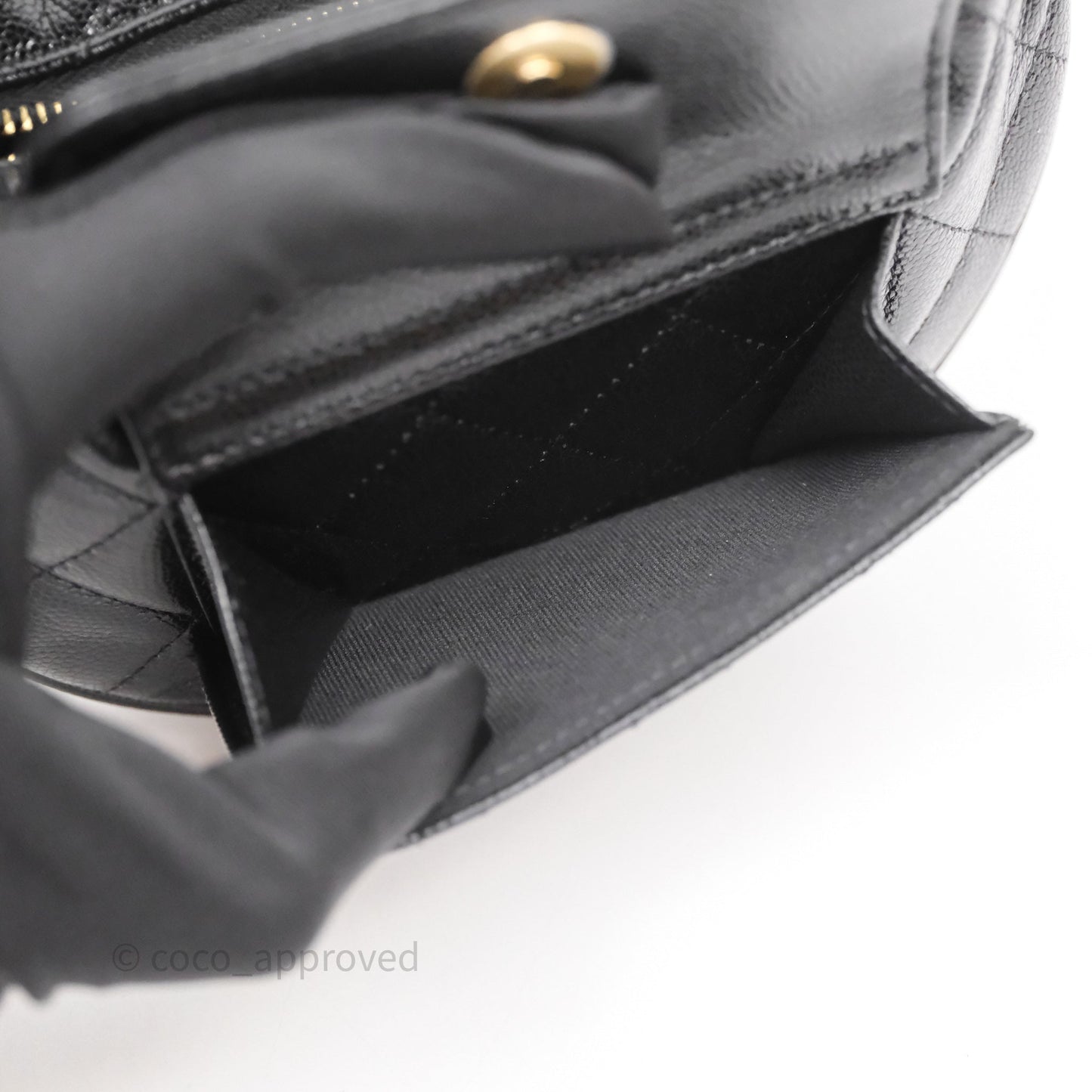 Chanel Quilted Polly Pocket Hobo Bag Caviar Black Gold Hardware