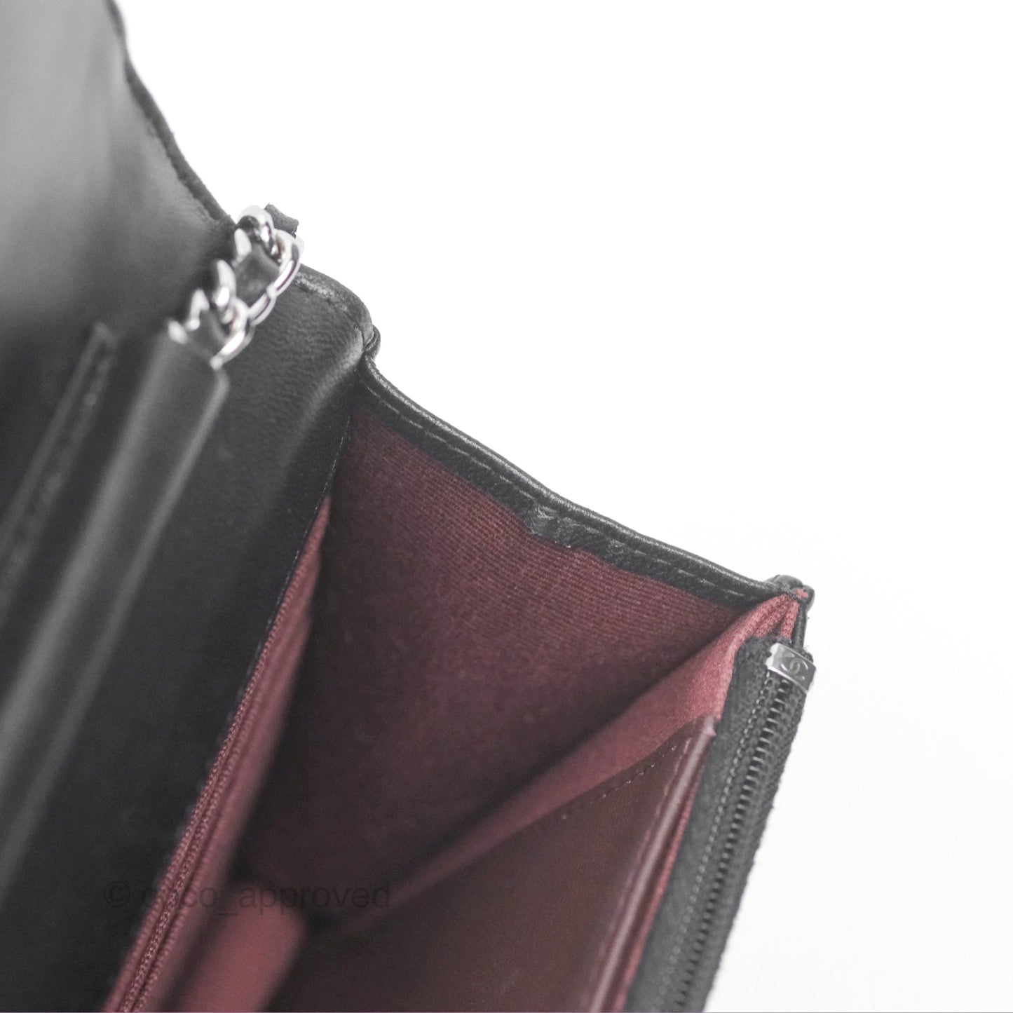 Chanel Quilted Classic Wallet on Chain WOC Black Lambskin Silver Hardware