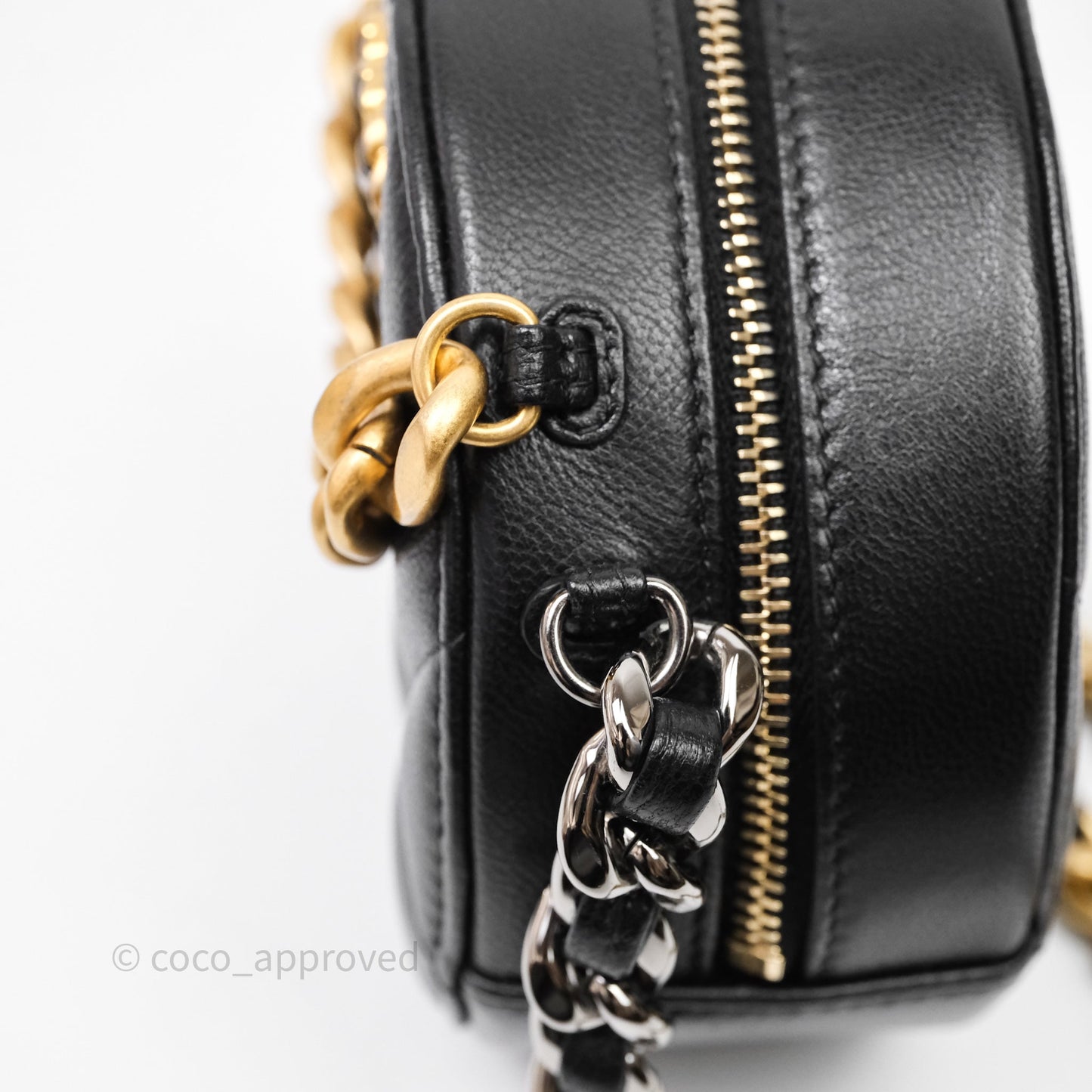 Chanel 19 Round Clutch With Chain Black Mixed Hardware